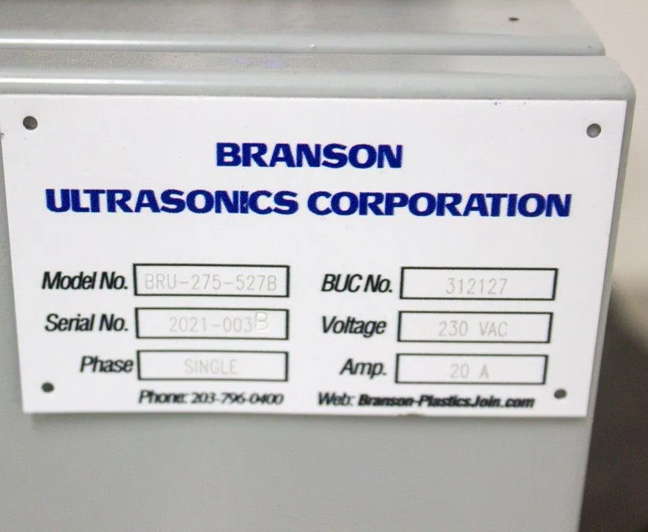 Branson 2000X Series Custom Ultrasonic Welding System BRU-275-527B control panel