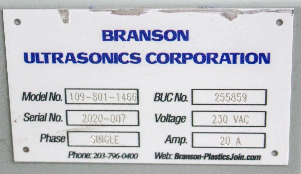 Branson 2000X Series Custom Ultrasonic Welding System