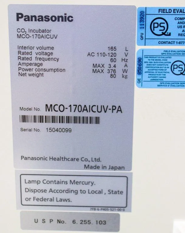 Panasonic MCO-170AICUV-PA Laboratory CO2 Incubator