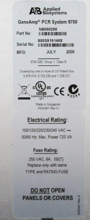 GeneAmp PCR System 9700 96-Well Block N8050200 PCR Machine