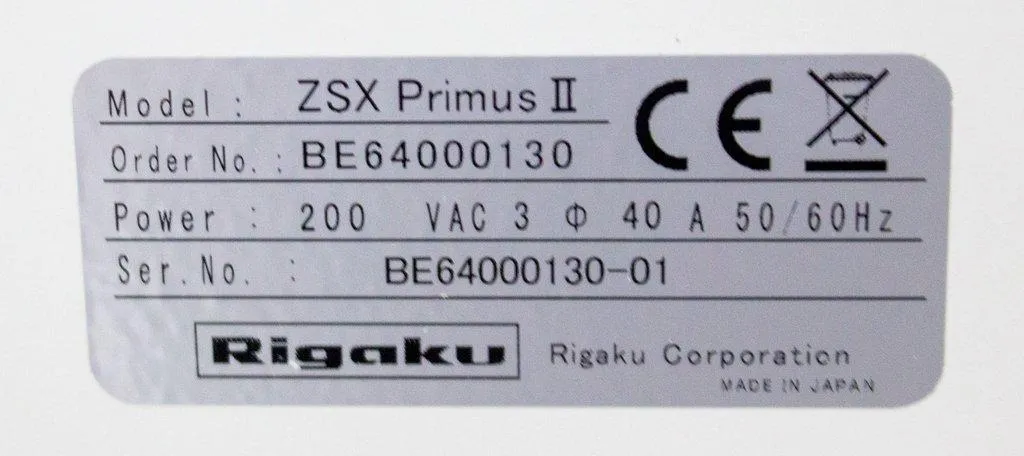 Rigaku ZSX Primus II X-Ray Fluorescence Spectrometer