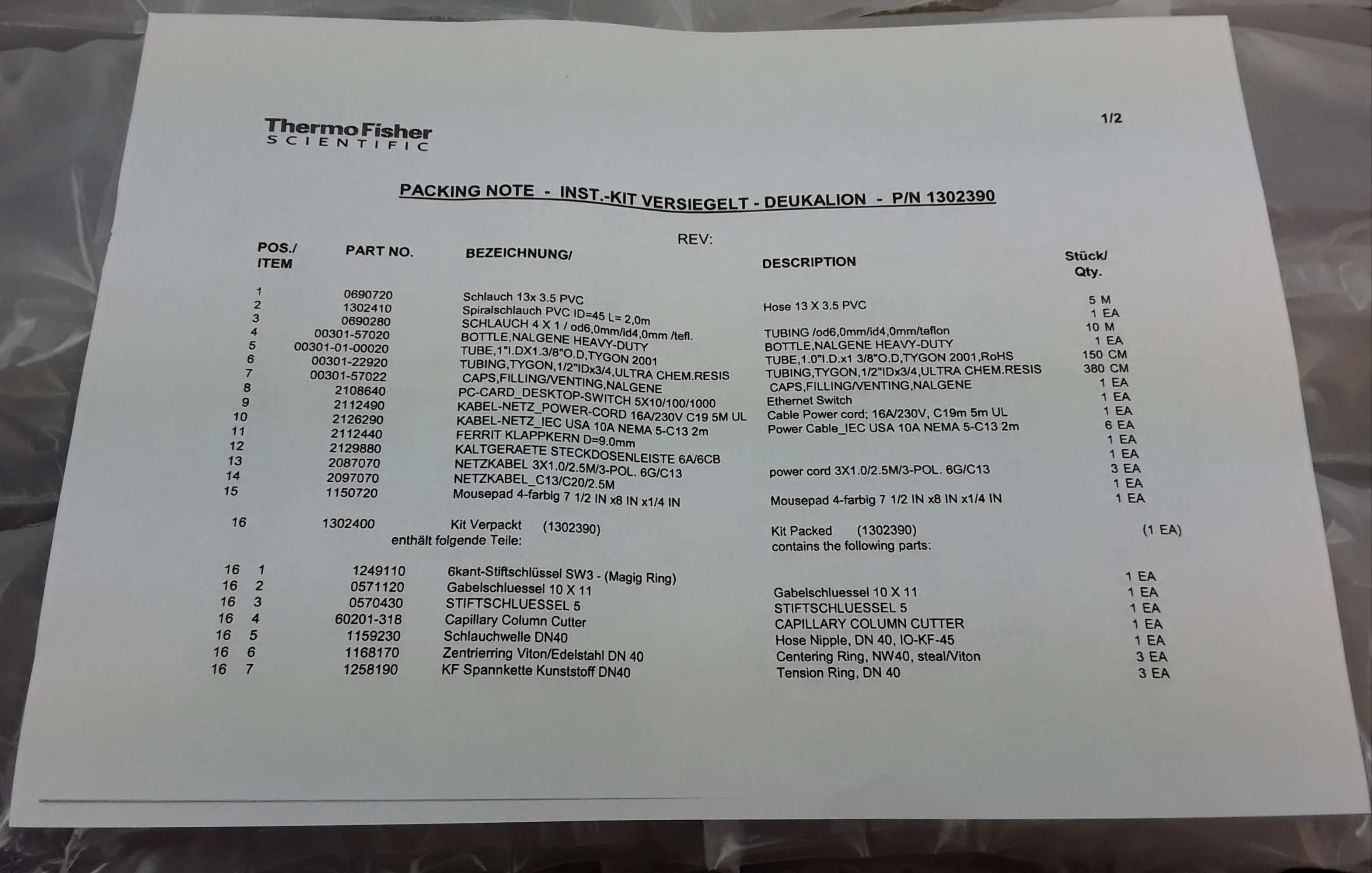 Thermo Fisher Q Exactive Parts Kit - 1302390