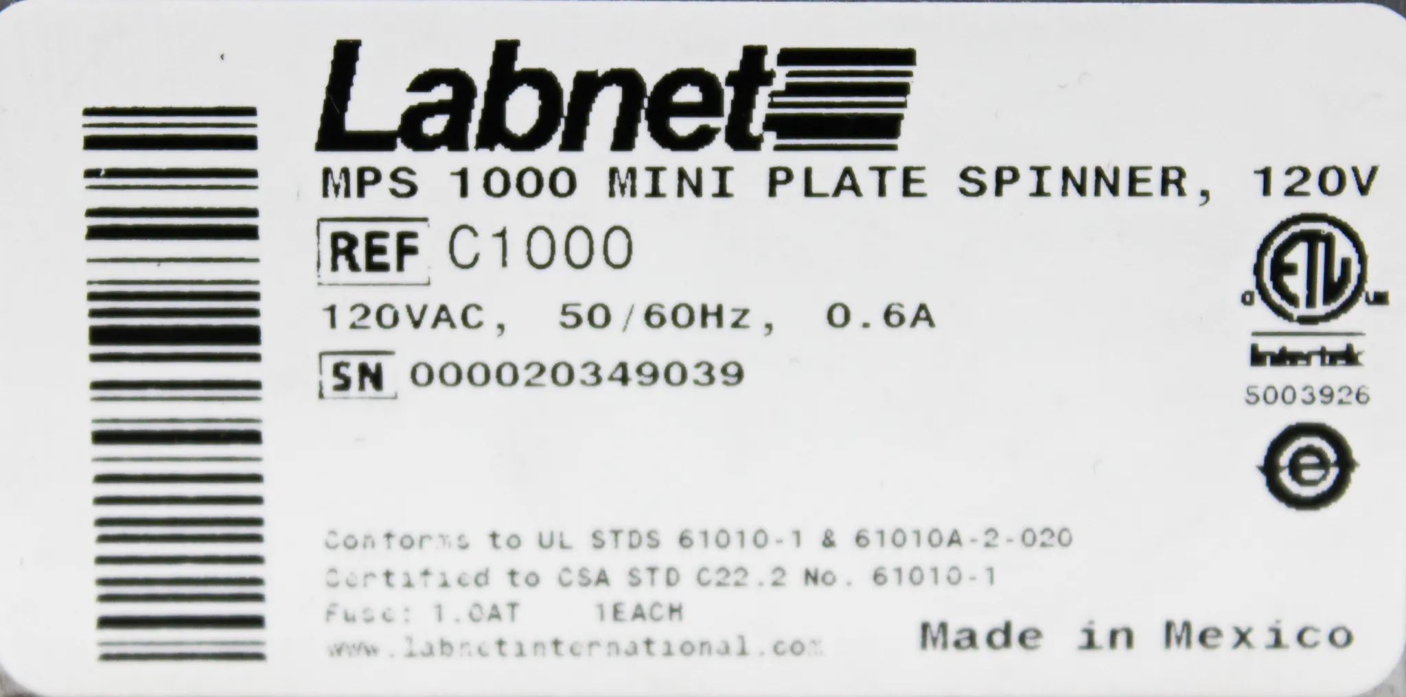 Labnet MPS1000 Mini Plate Spinner Centrifuge, Used, Tested, 30-Day Warranty