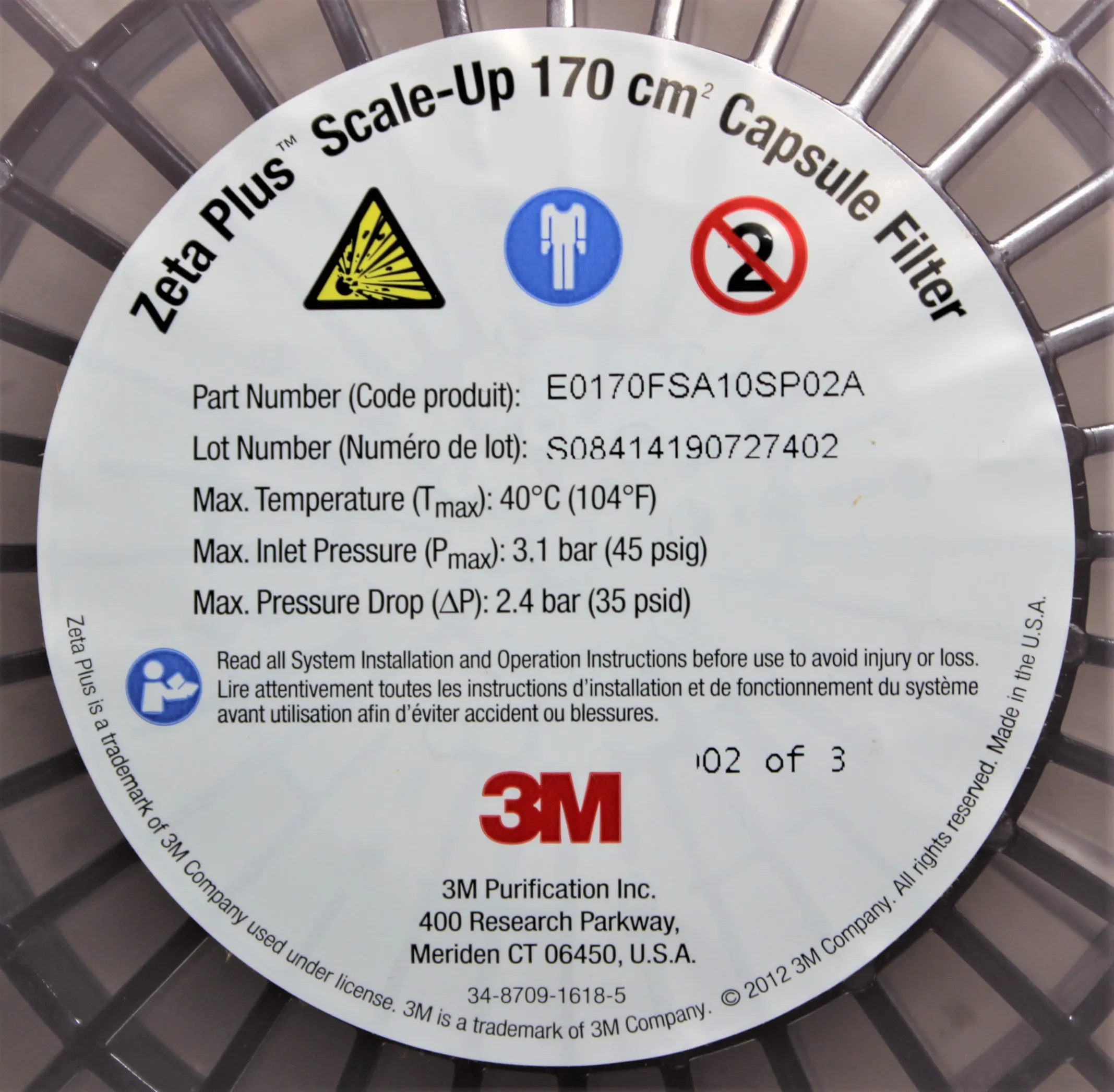 3M Zeta Plus EZP Scale-Up 170cm Capsule Filter E0170FSA10SP02A