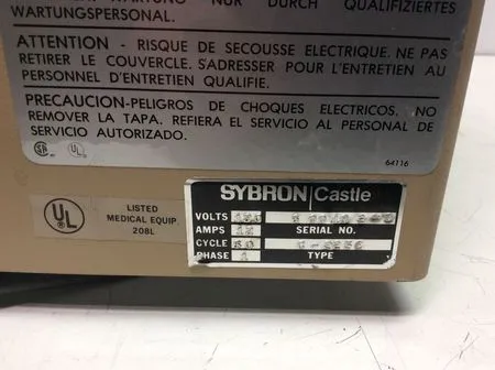 Sybron Castle Barnstead C2250 Laboratory Sterilizer Autoclave