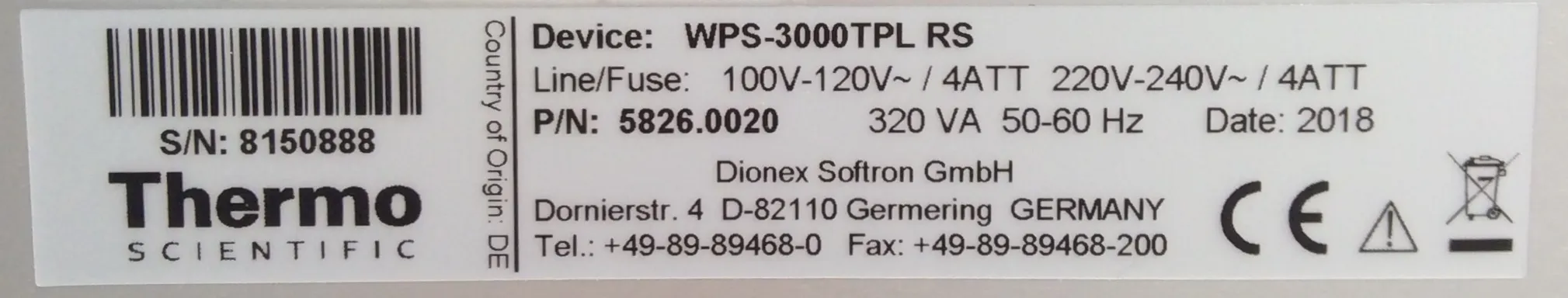 Thermo Scientific Dionex UltiMate WPS-3000TPL RSLCnano Well Plate Autosampler