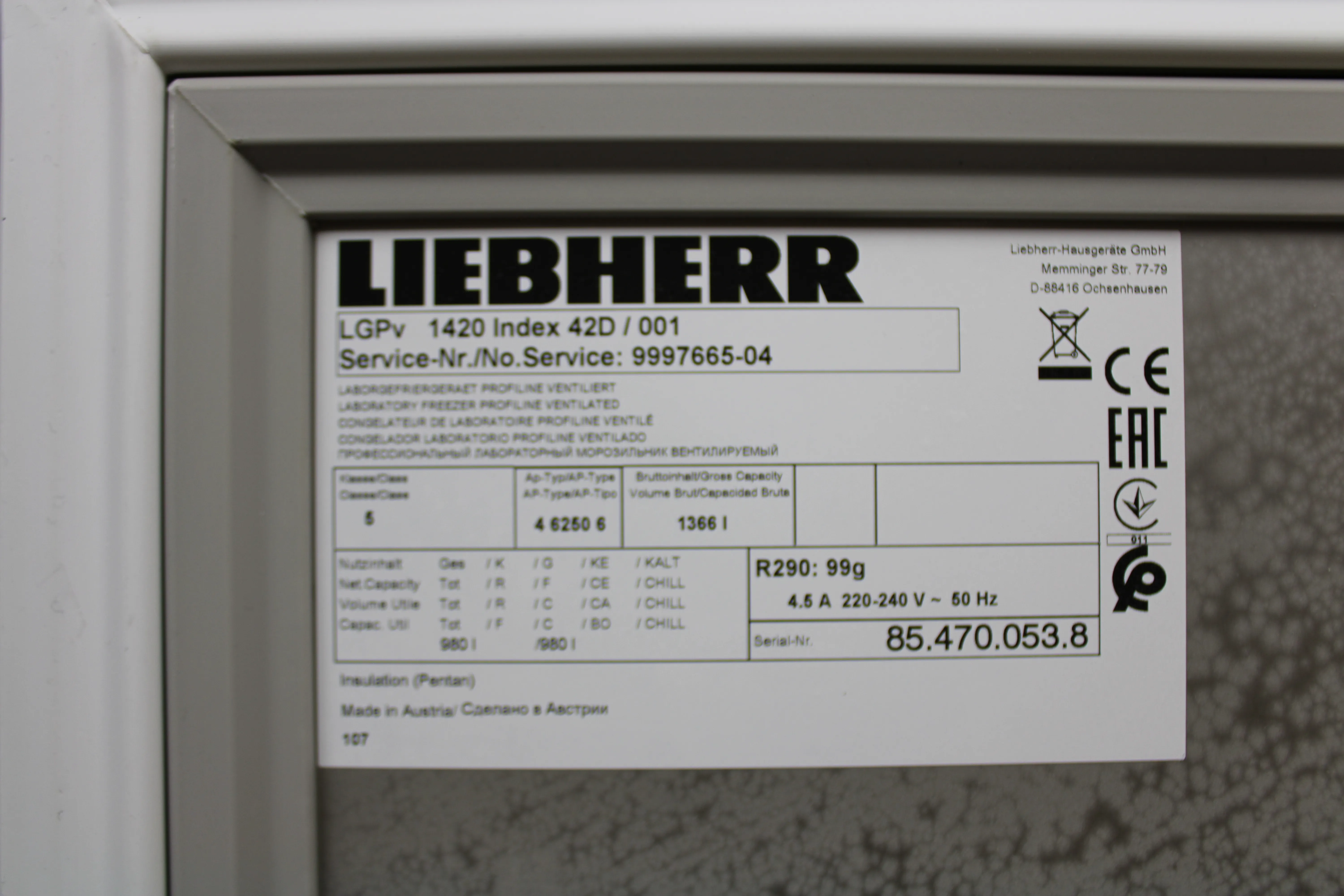 Liebherr MediLine LGPv 1420 - Ultra Low Freezer