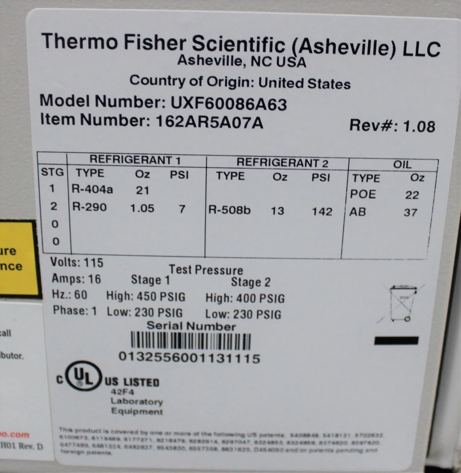 Thermo Scientific Revco UxF60086A Ultra-Low Freezer