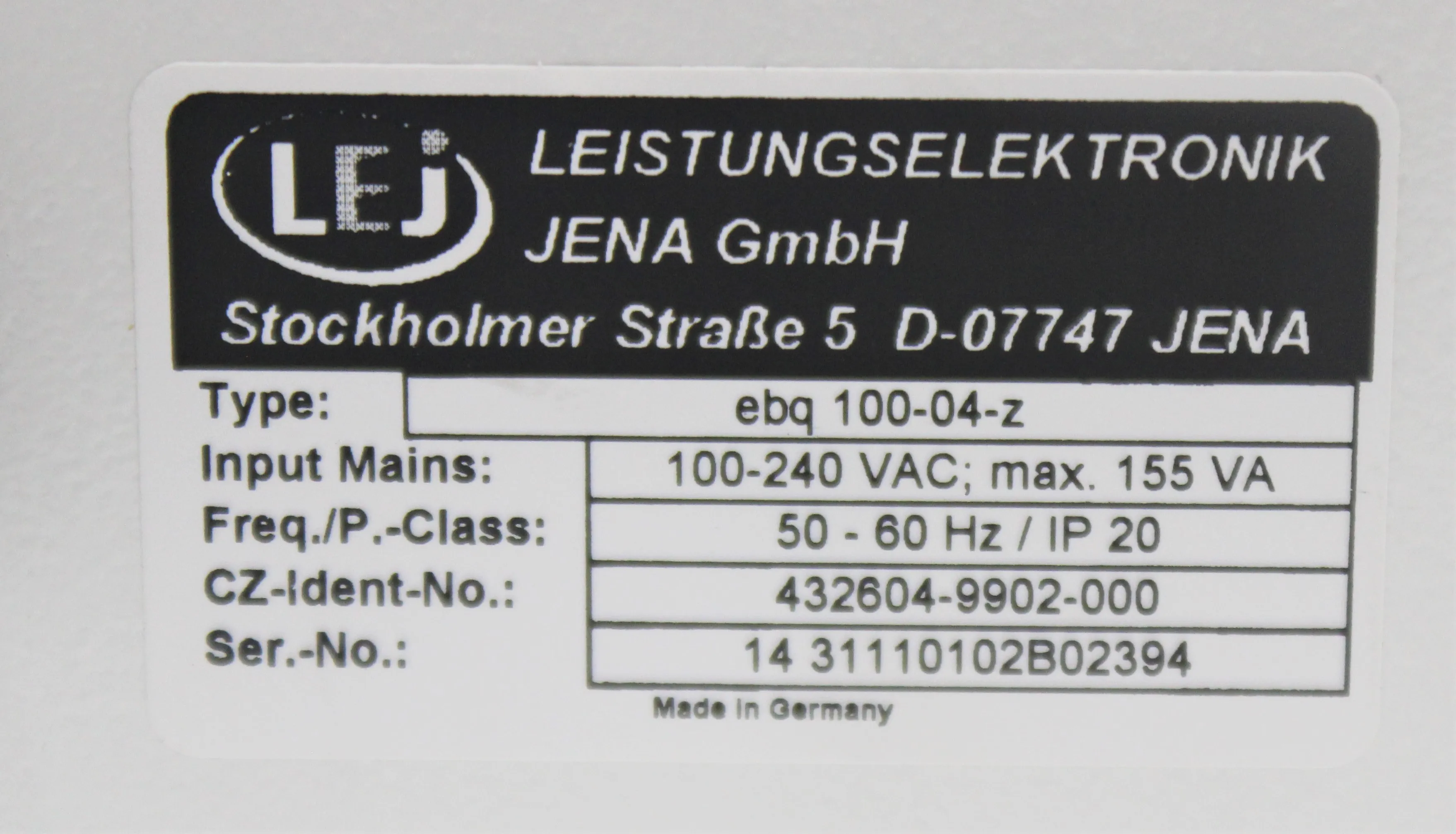 LEJ Leistungselektronik ebq 100-04-z Power Supply - Used Lab Equipment