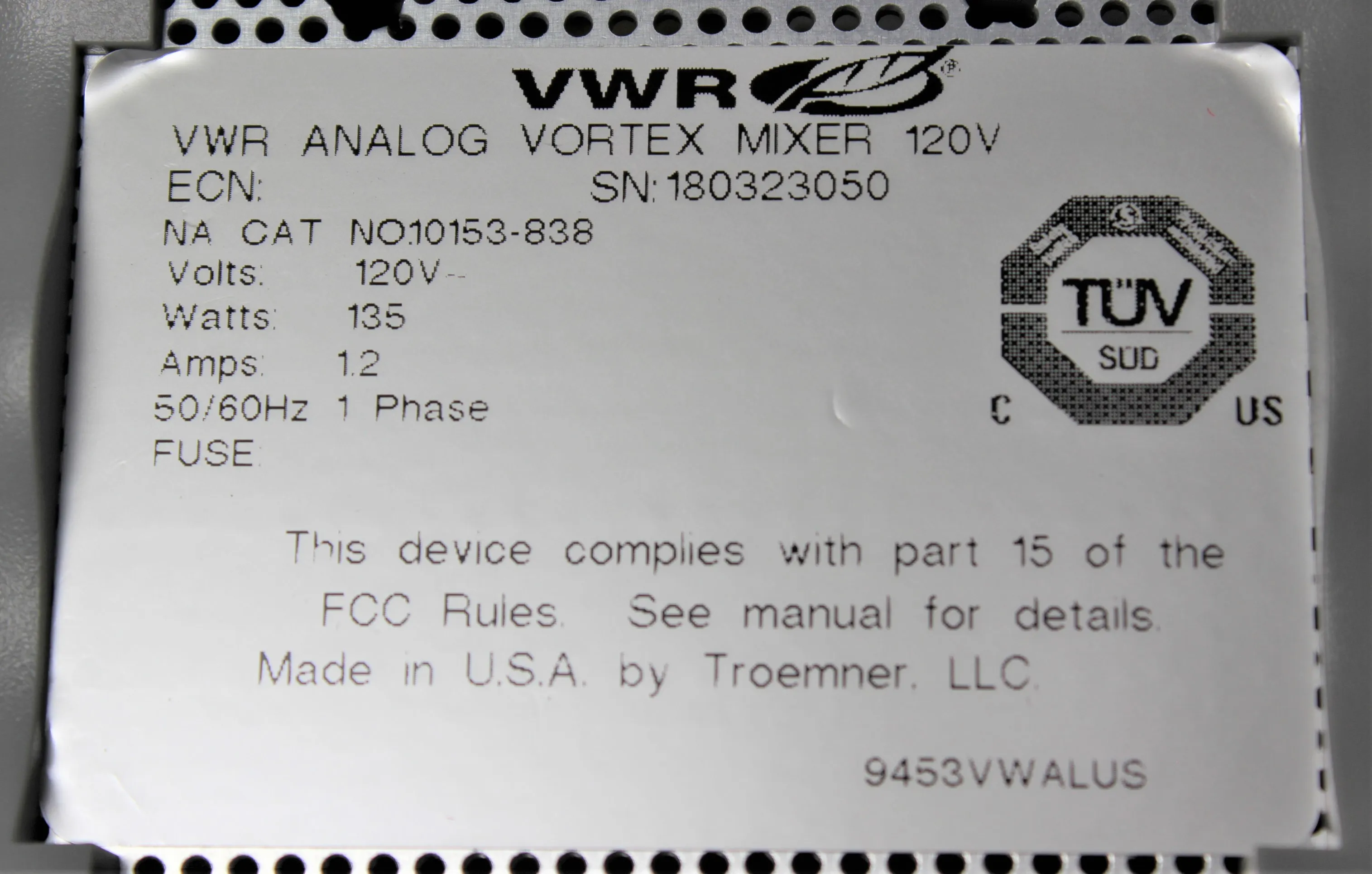 VWR Analog Vortex Mixer 10153-838