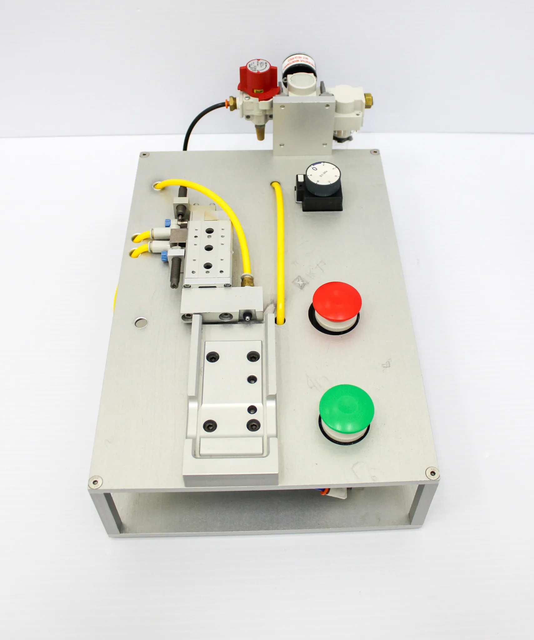 SMC MXS8-30P Custom Stopper Base Air Slide Table with Regulator, Filter, and Valve