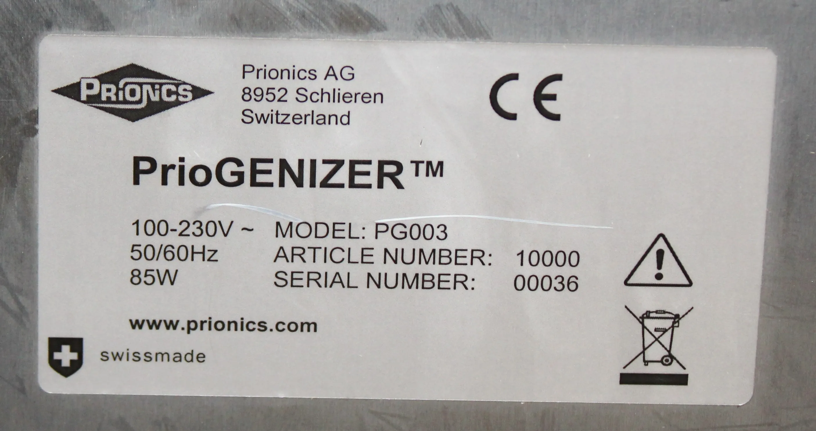 Prionics PrioGENIZER Laboratory Homogenizer