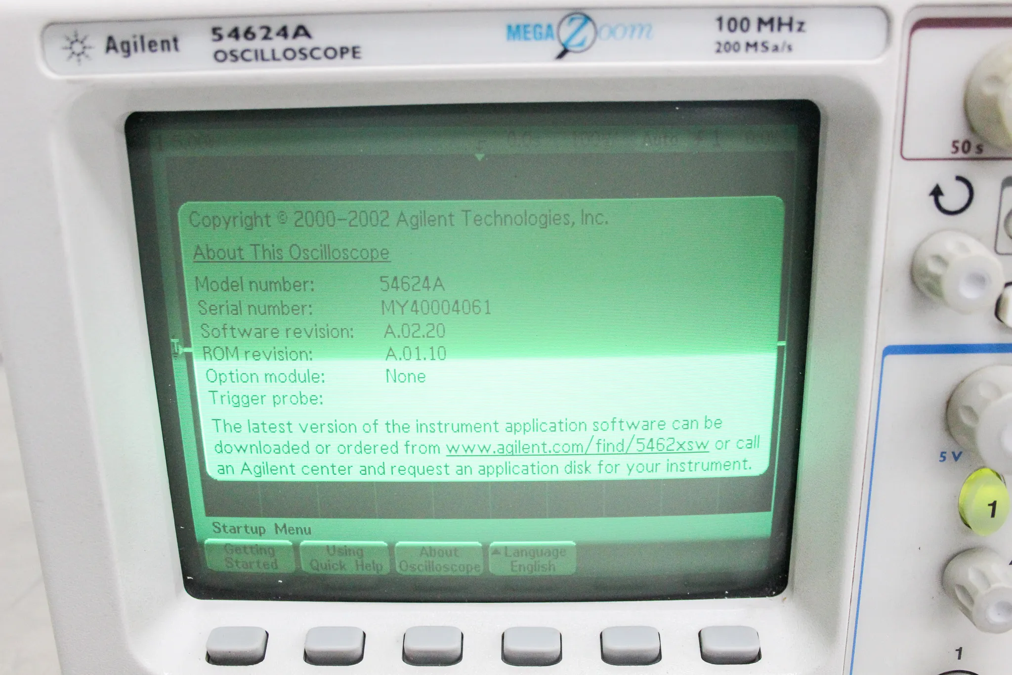 Agilent 4CH 100 MHZ Oscilloscope 54624A