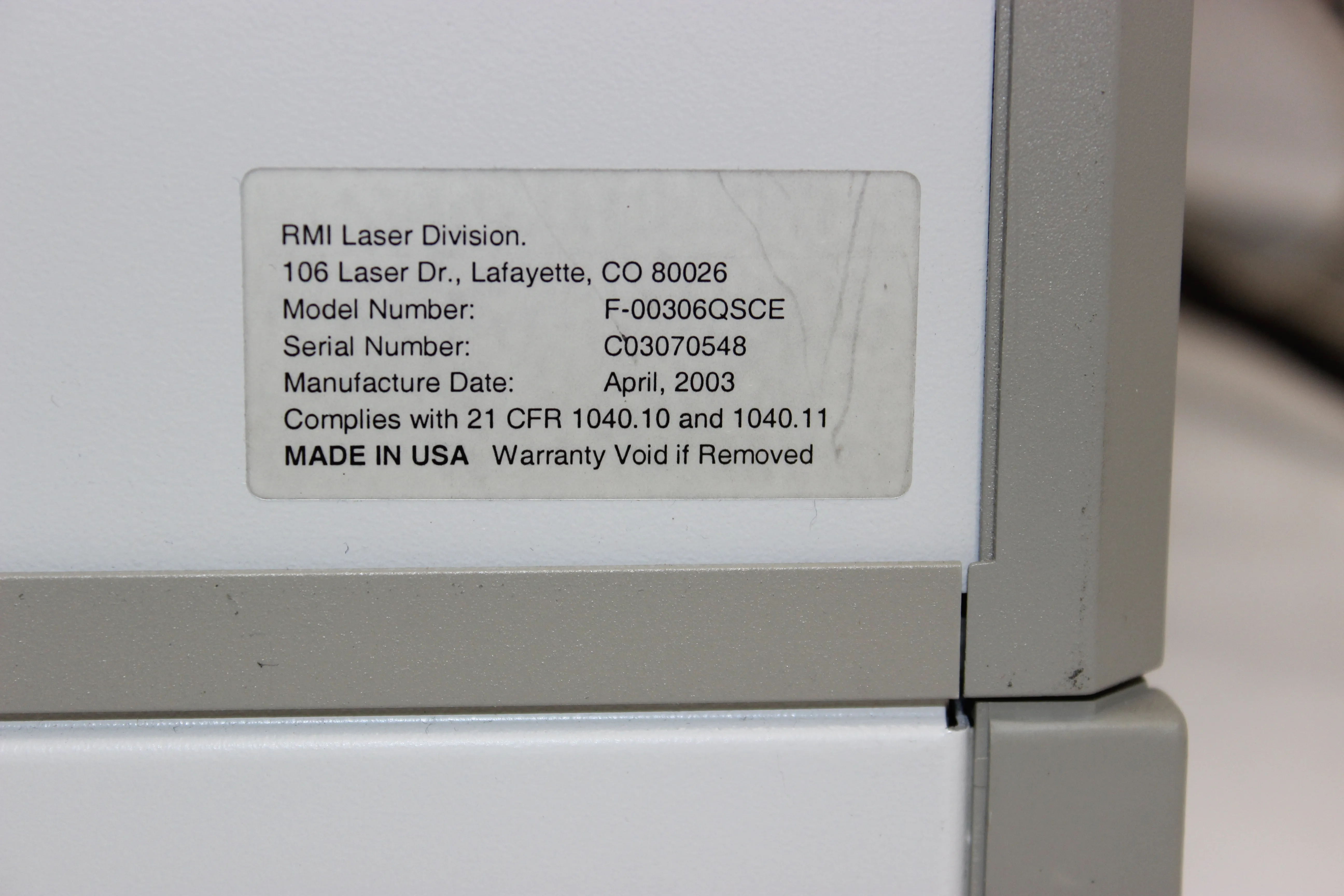 RMI Laser Division Laser Diode Controller F-00306QSCE