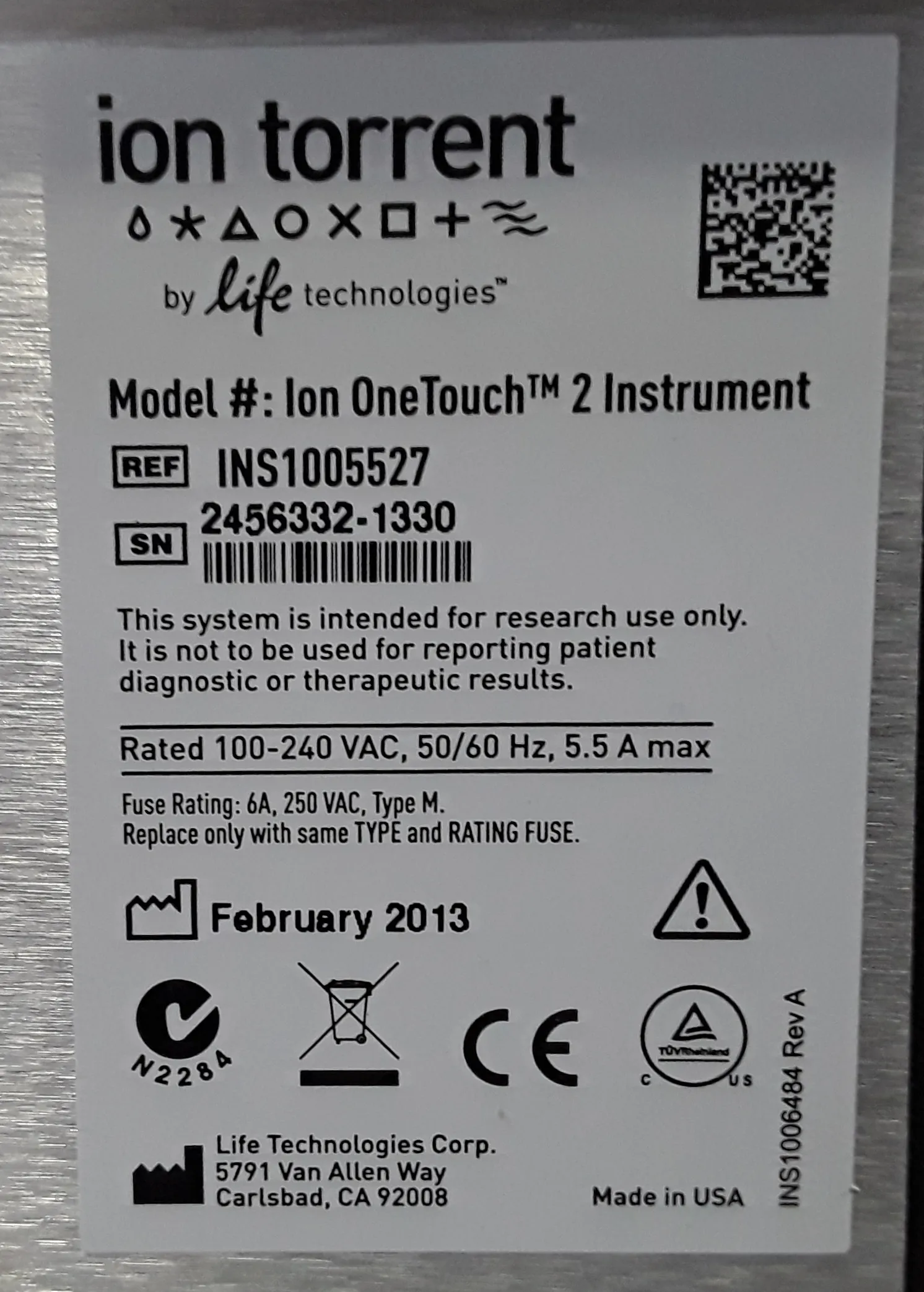 Ion OneTouch 2 Instrument by Ion Torrent INS1005527 DNA Sequencer Used REUZEit West Coast US - Refurbished