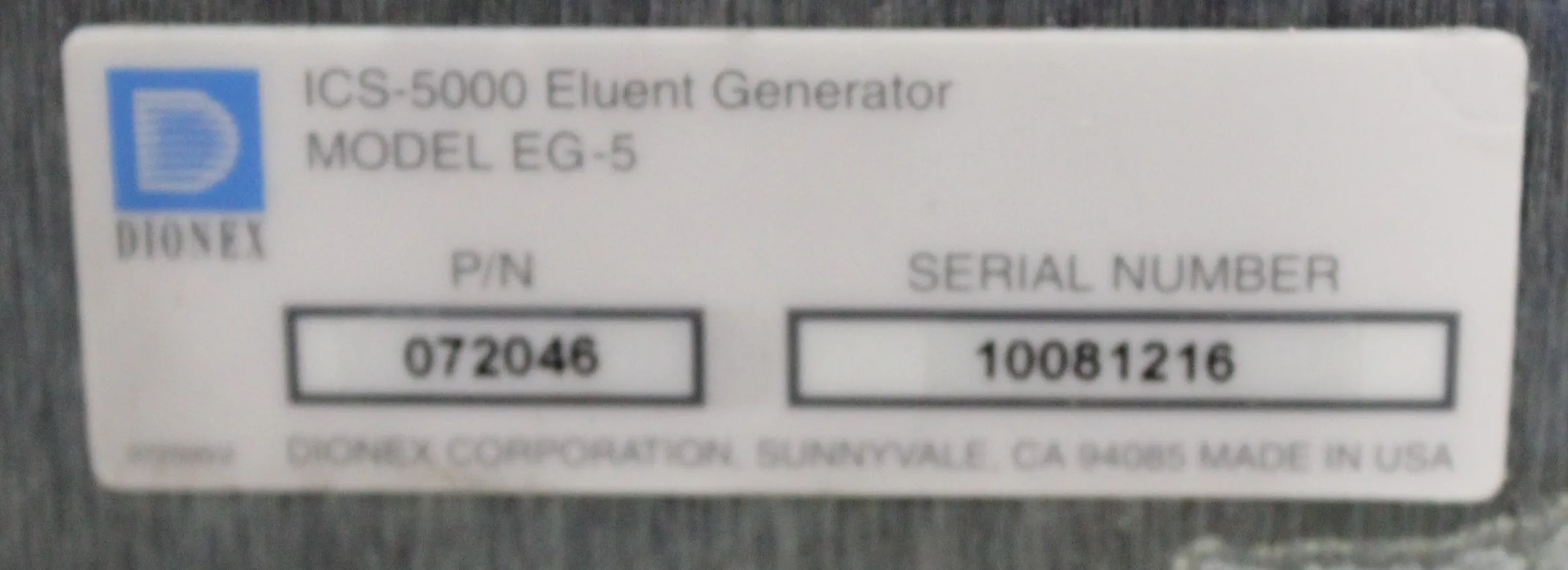 Dionex ICS-5000EG Eluent Generator - Used Lab Equipment - 120V/220V