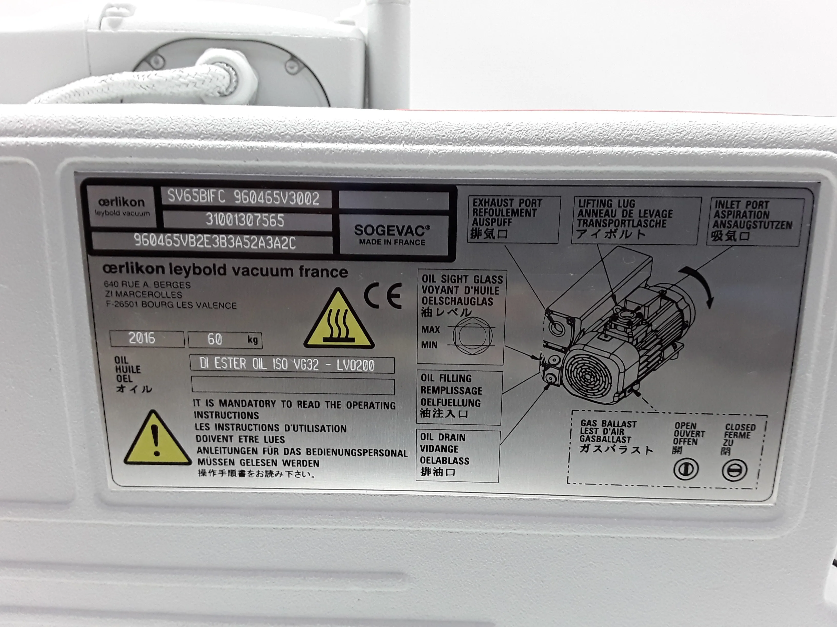 Leybold Sogevac SV65 BI FC Vacuum Pump