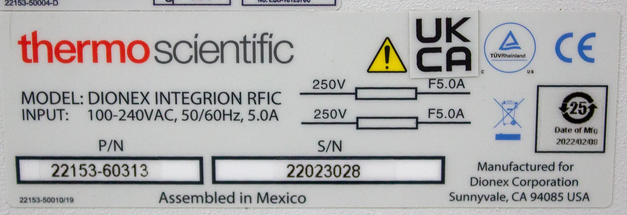 Thermo Scientific Dionex Integrion RFIC/HPIC System P/N 22153-60313