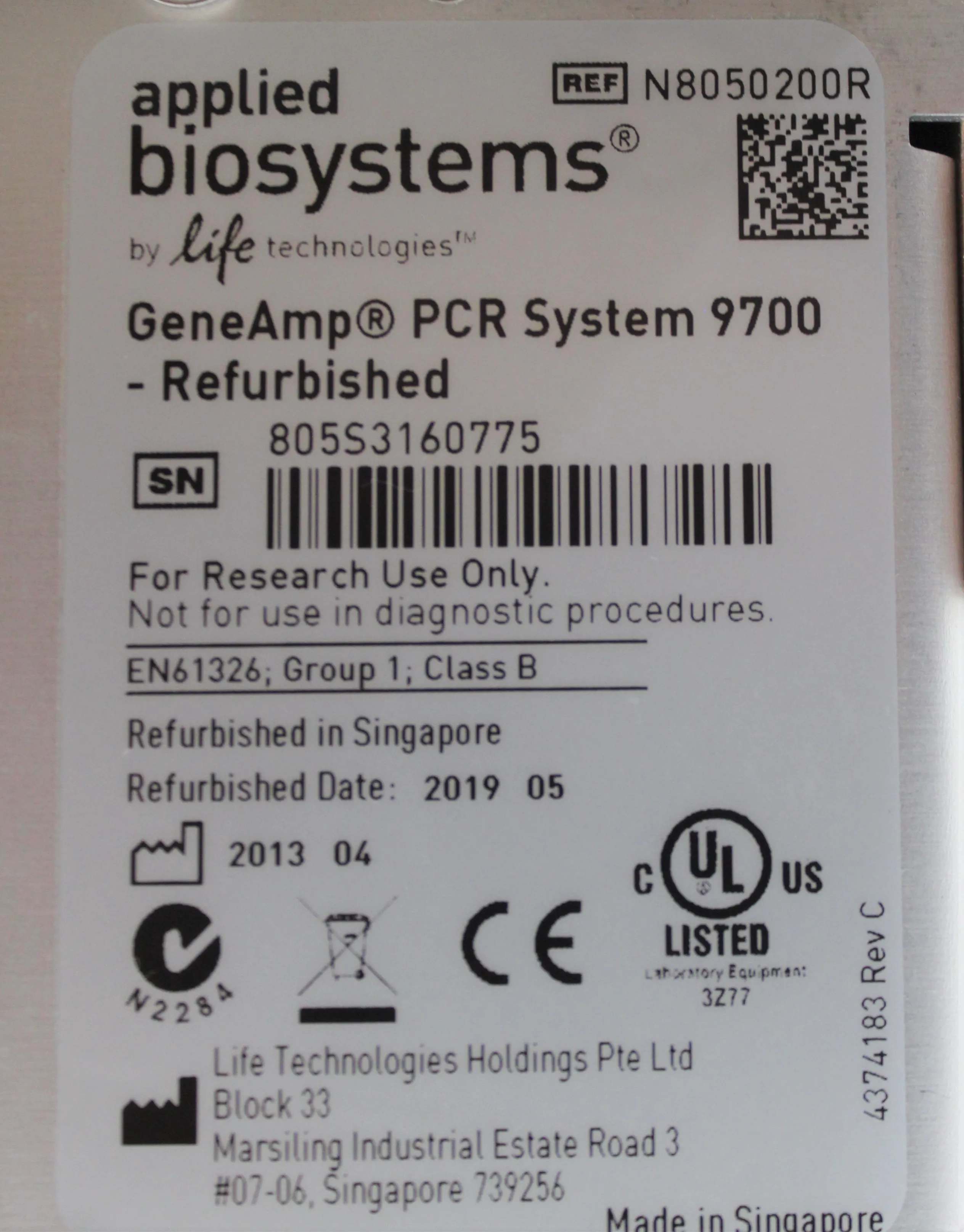 Applied Biosystems 9700 PCR Thermal Cycler - N8050200