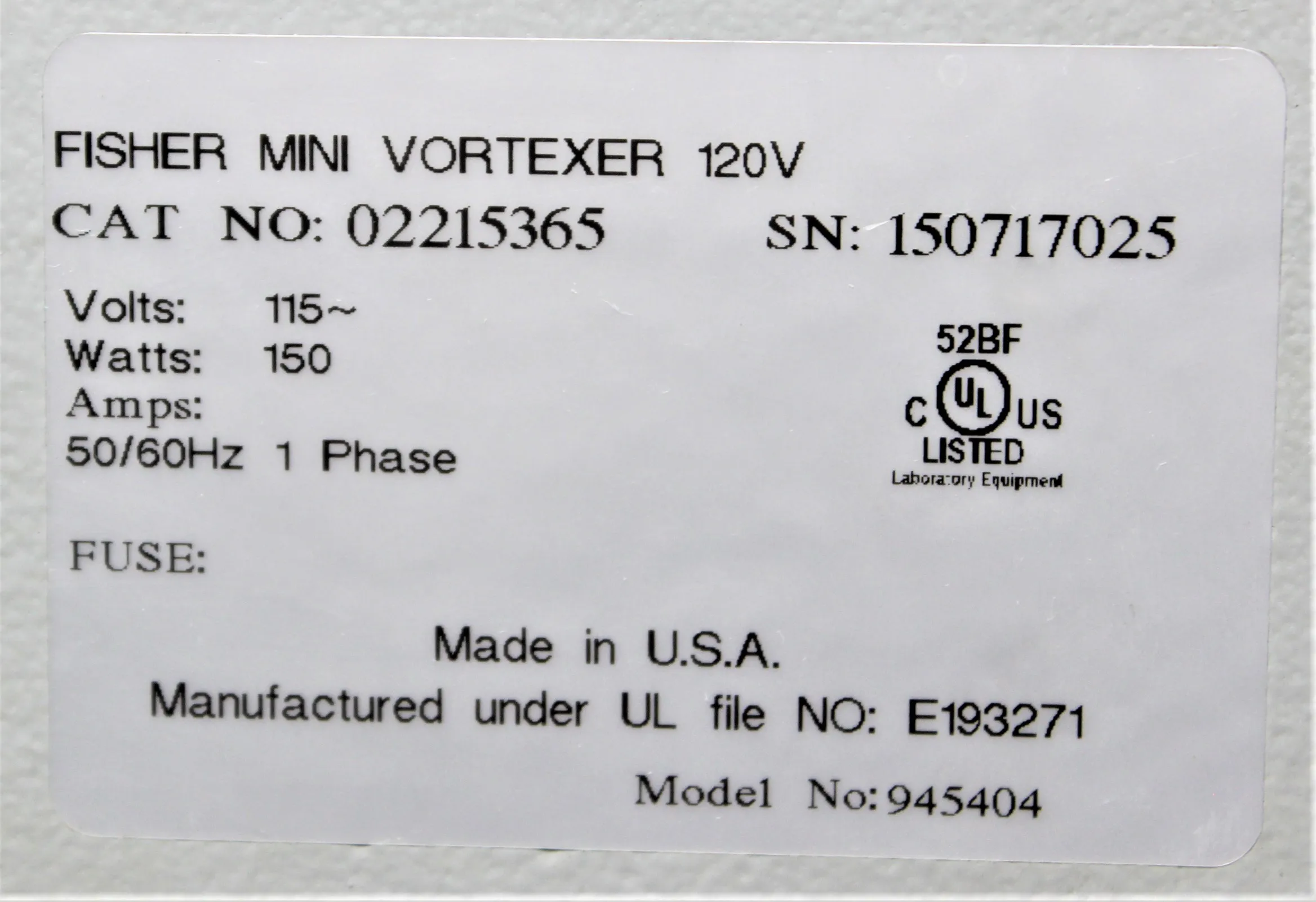 Fisher Scientific Mini Vortex Mixer 02215365