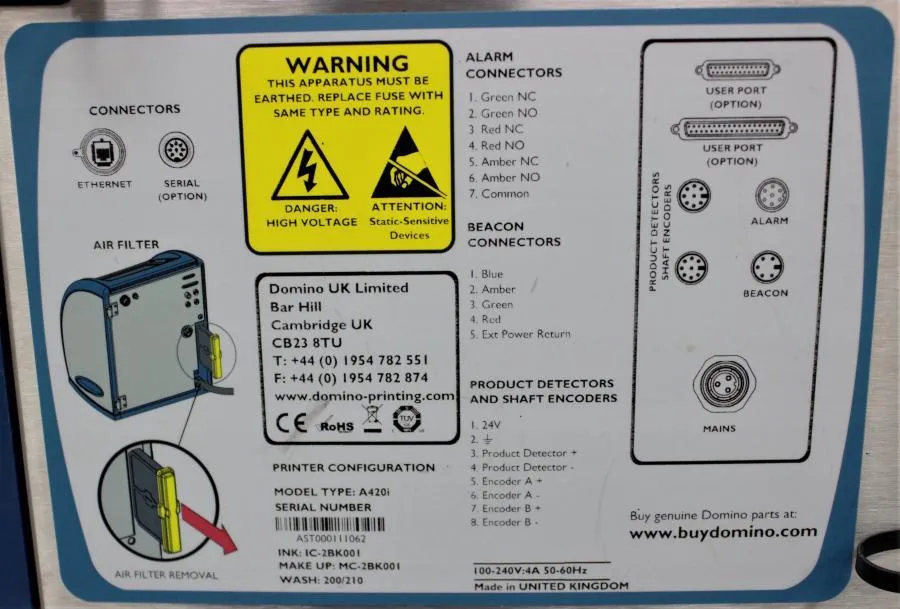 Domino A420i Ink Jet Printer CLEARANCE! As-Is