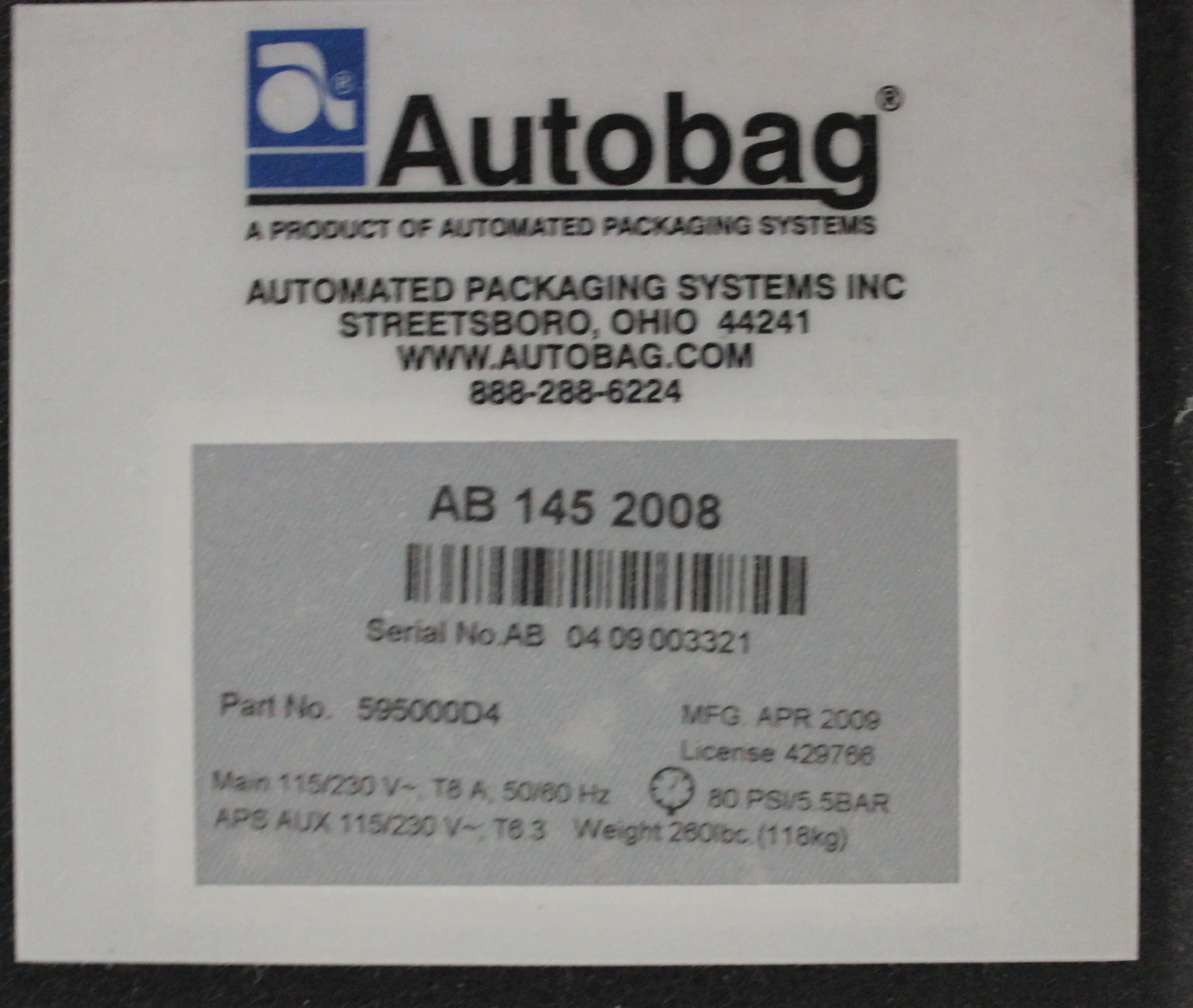 Autobag AB 145 Semi-Automated Packager / Bag Sealer