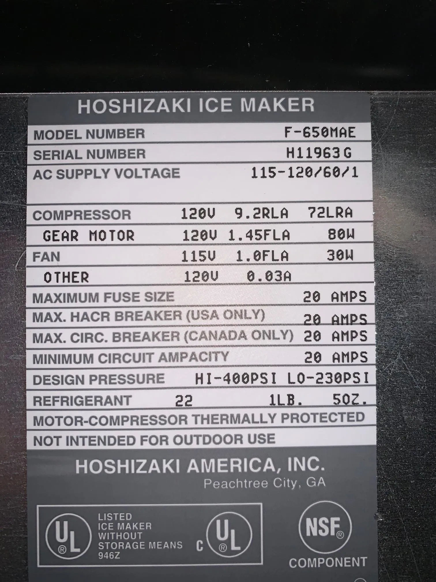 Hoshizaki F-650MAE Ice Maker with Bins