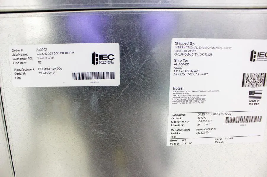 IEC HBD4000324006 Horizontal Belt Drive HBD Fan Coil w/ ACH550 Control Panel