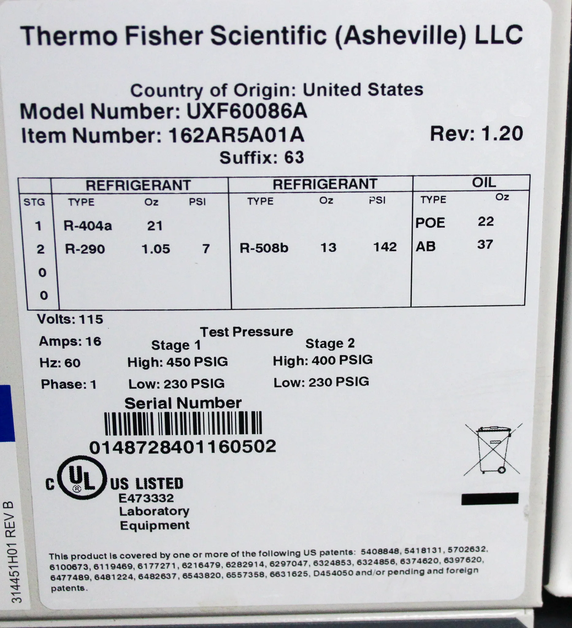 Thermo Scientific Revco UxF60086A Ultra Low Temperature Freezer -80C with 30-Day Warranty