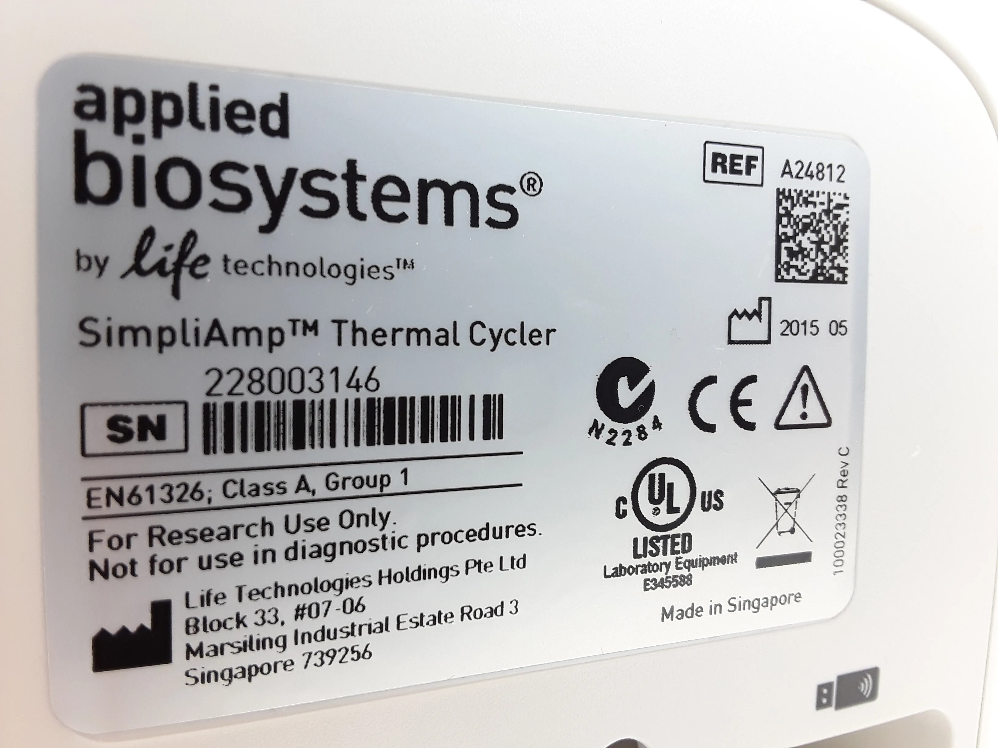 Applied Biosystems SimpliAmp PCR Thermal Cycler Class 1 240V 50Hz/60Hz 30-Day Warranty, 100% Parts and Labor