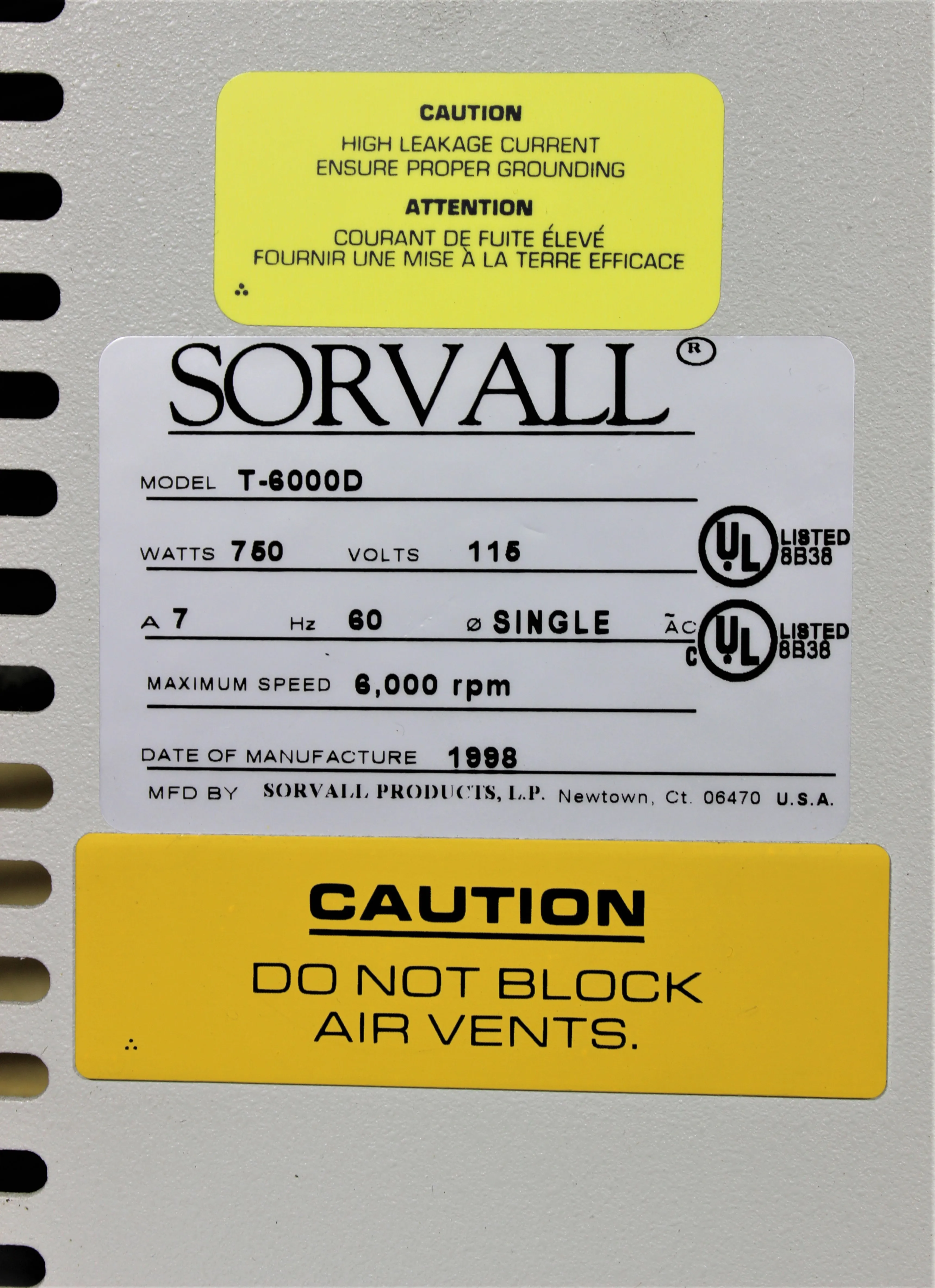 Sorvall T6000D Centrifuge