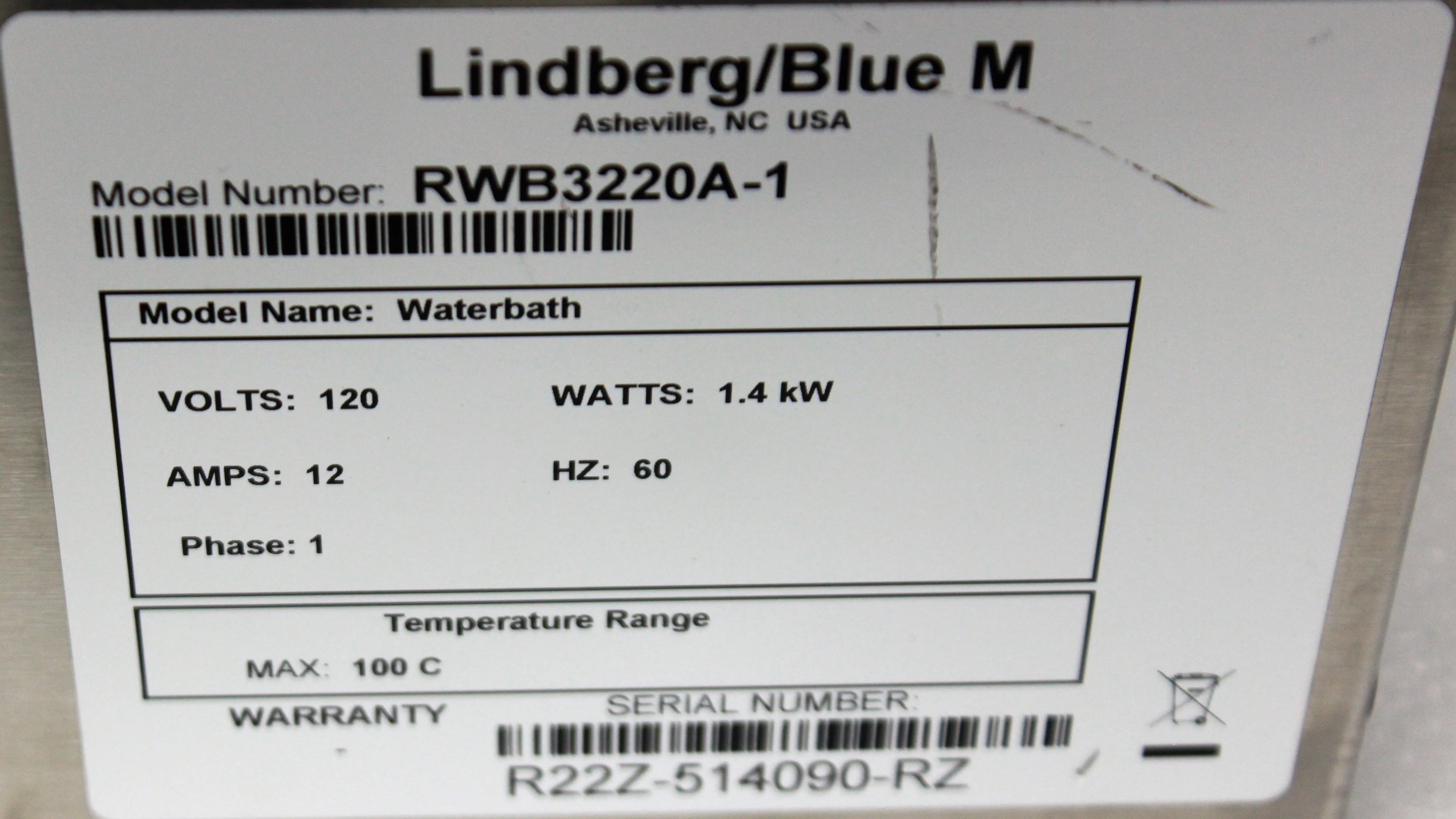 Lindberg/Blue M Water Bath RWB3220A-1 - Laboratory Equipment with 30-Day Warranty