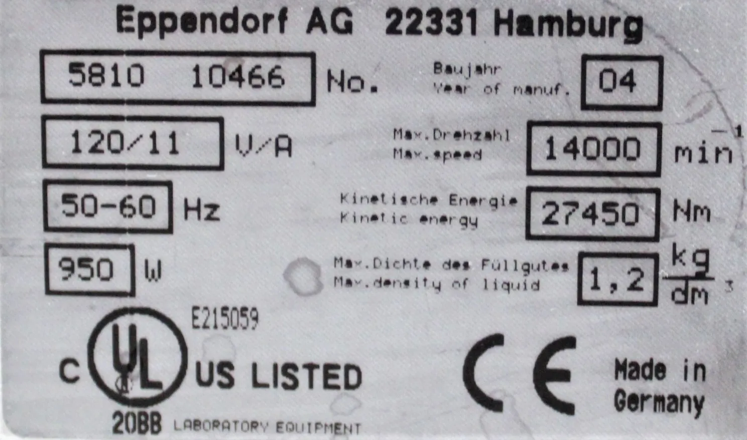 Eppendorf 5810 Benchtop Centrifuge