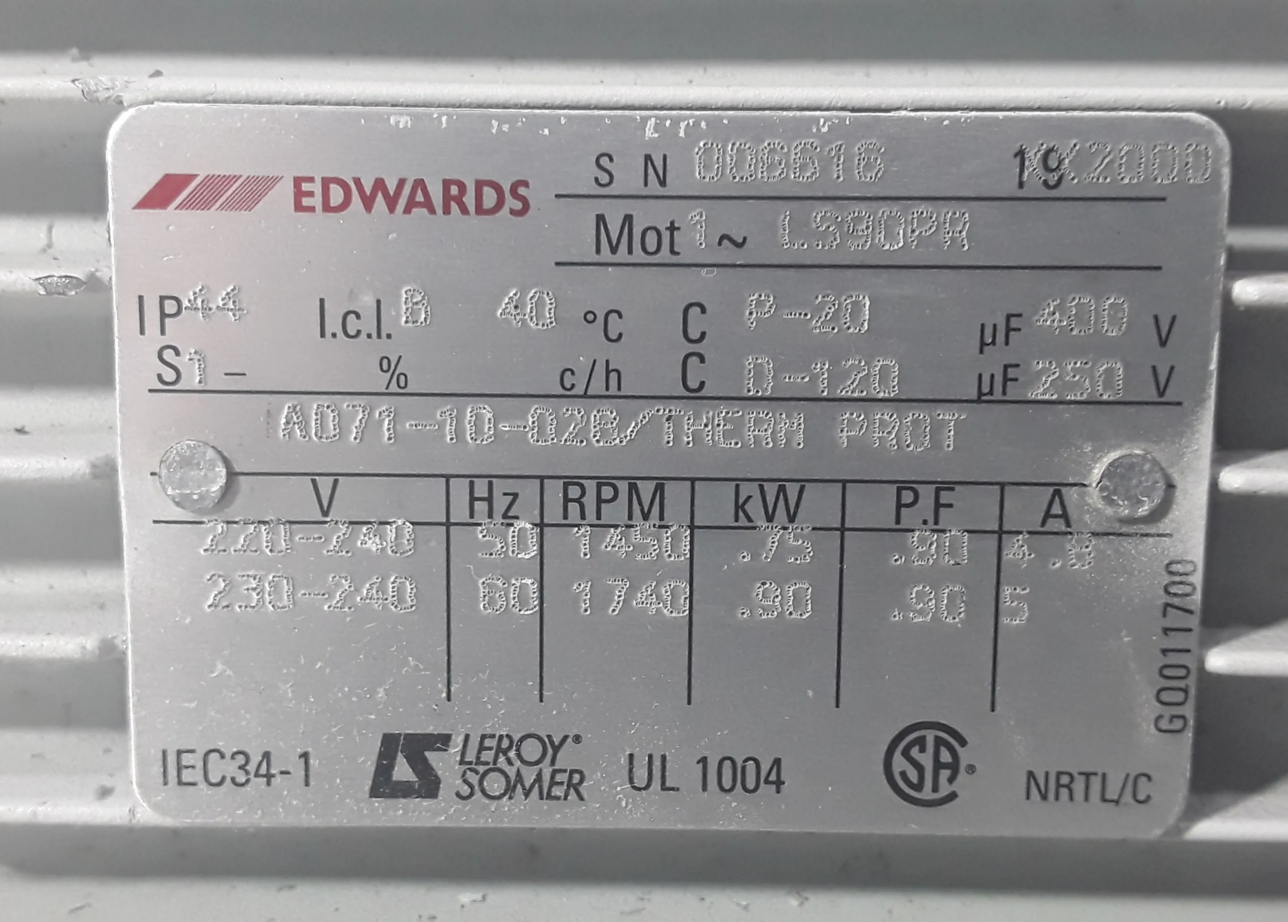 Edwards E2M30 Dual Stage Rotary Vacuum Pump