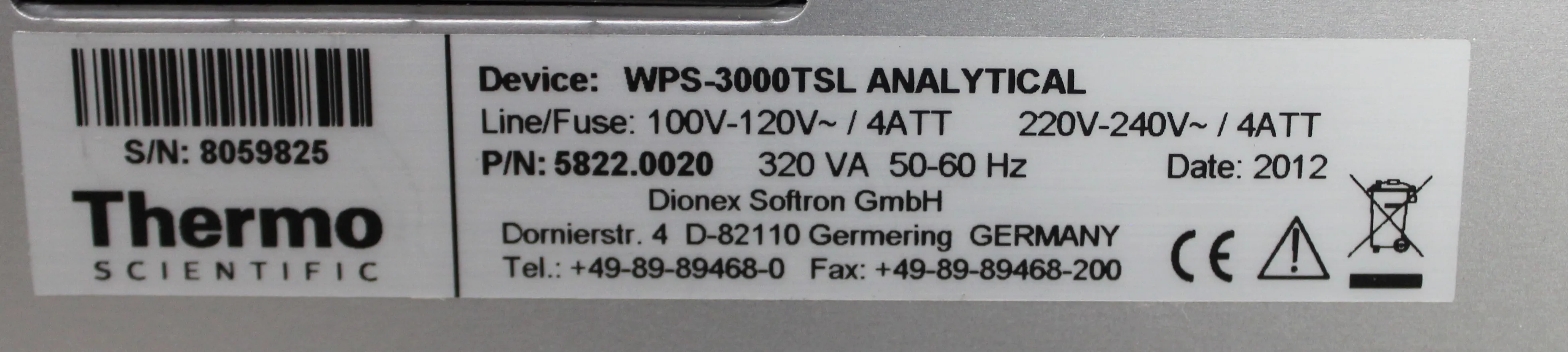 Dionex WPS-3000TSL Analytical Autosampler