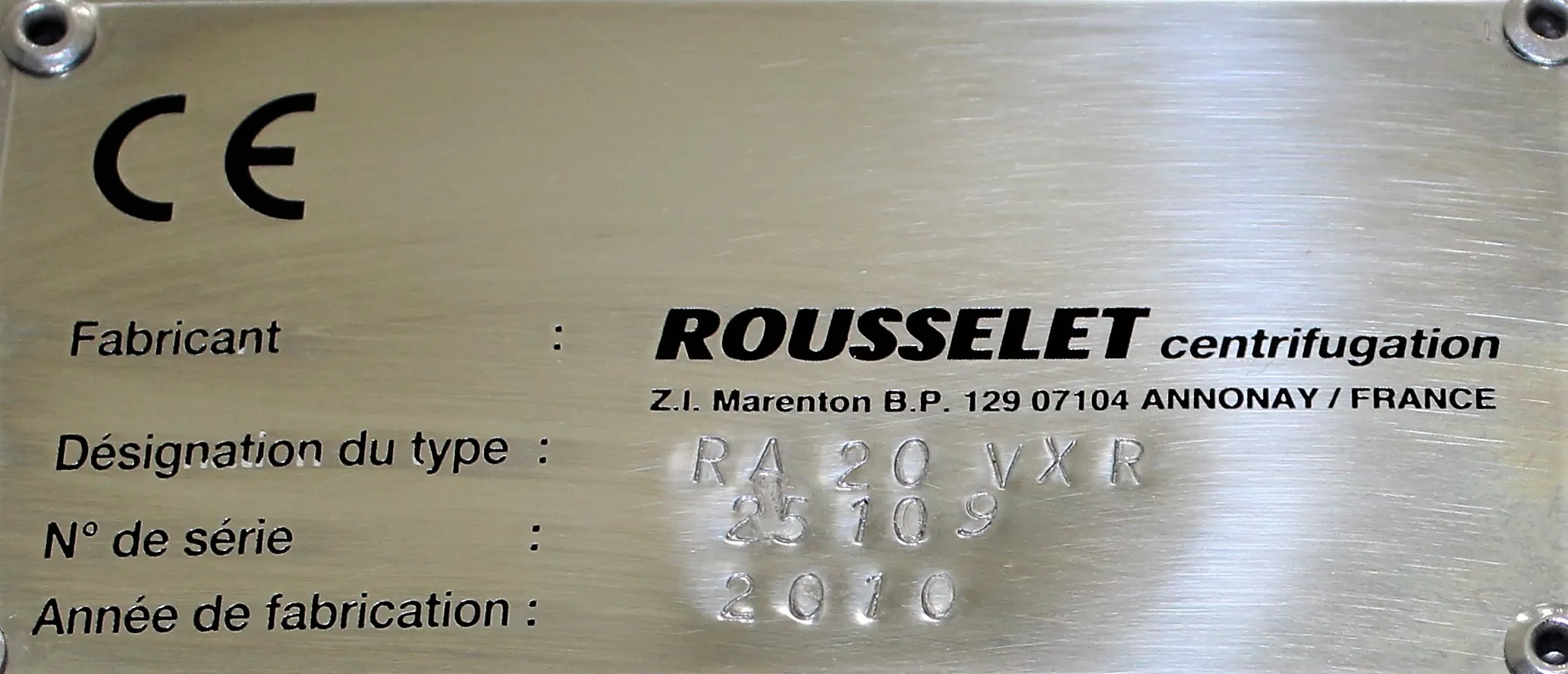 ROUSSELET ROBATEL RA 20 VXR Vertical Centrifuge