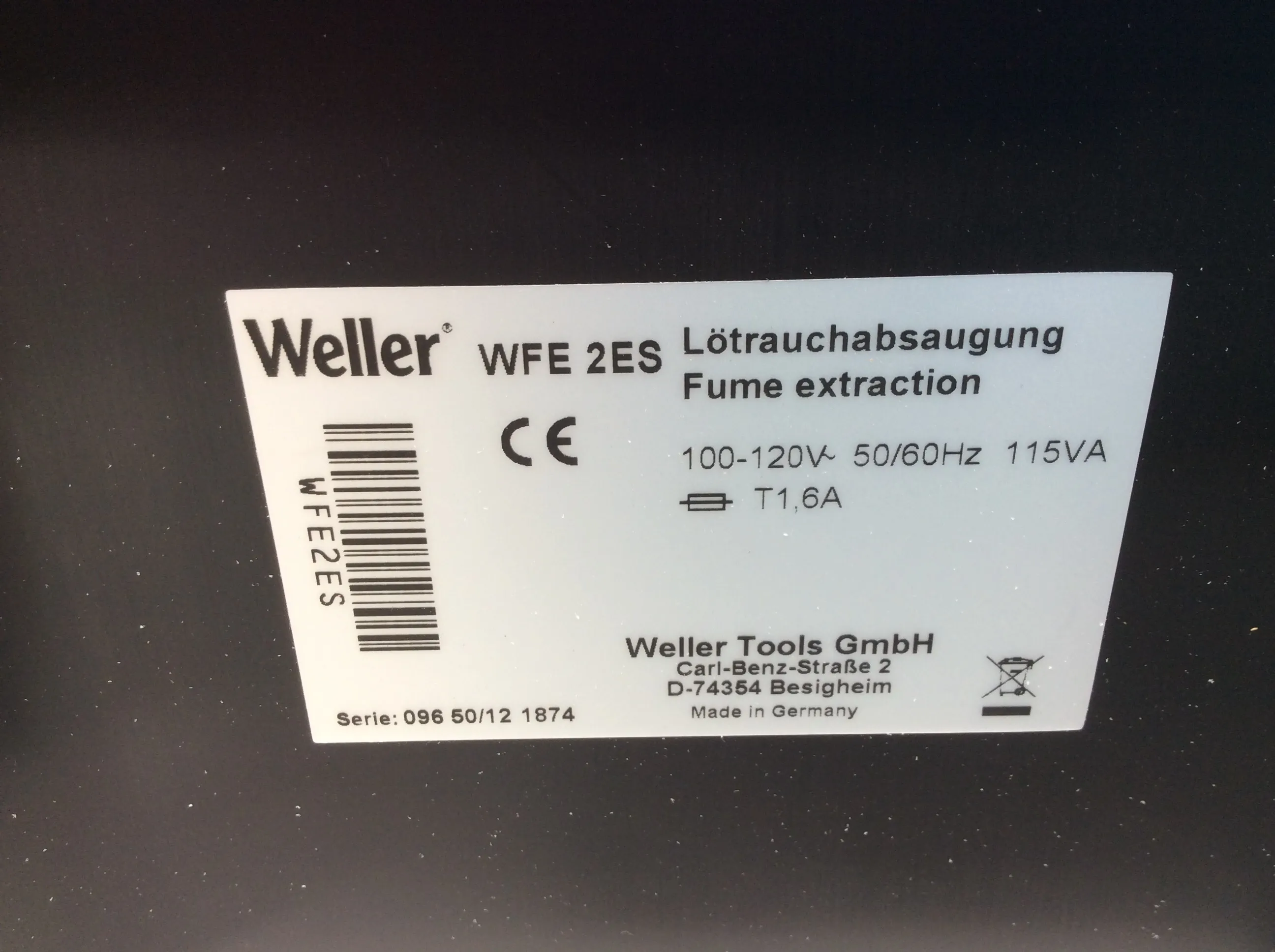 Weller WFE 2ES Fume Extraction System with Economy Volume Fume Extraction Station