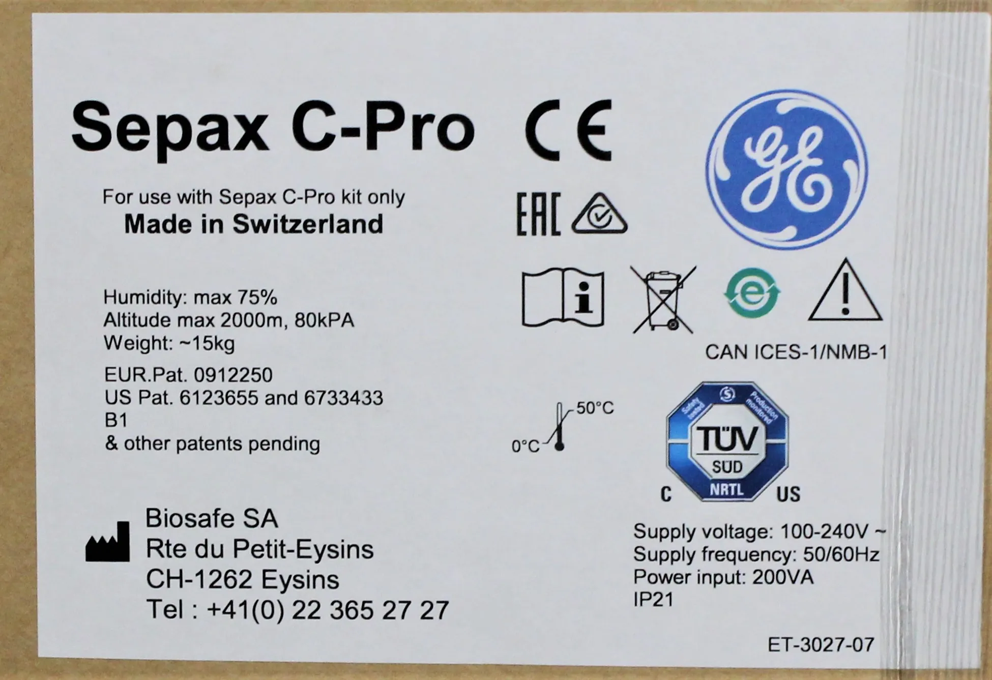 GE Healthcare Sepax C-Pro Cell Processing System Perfusion System