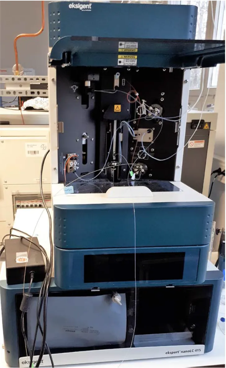 AB Sciex QTRAP 6500 LC-MS/MS System with Eksigent nanoLC 415