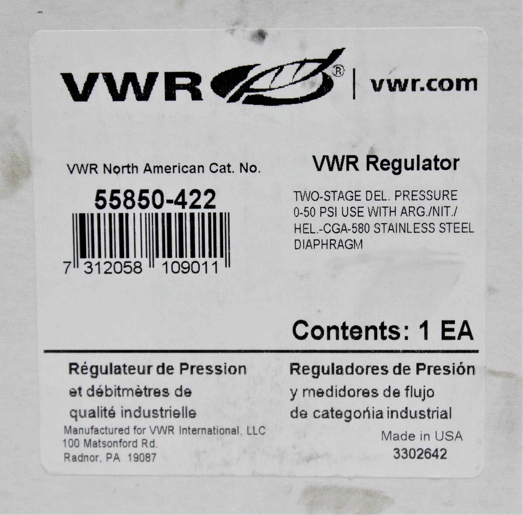 VWR 2-Stage Gas Regulator