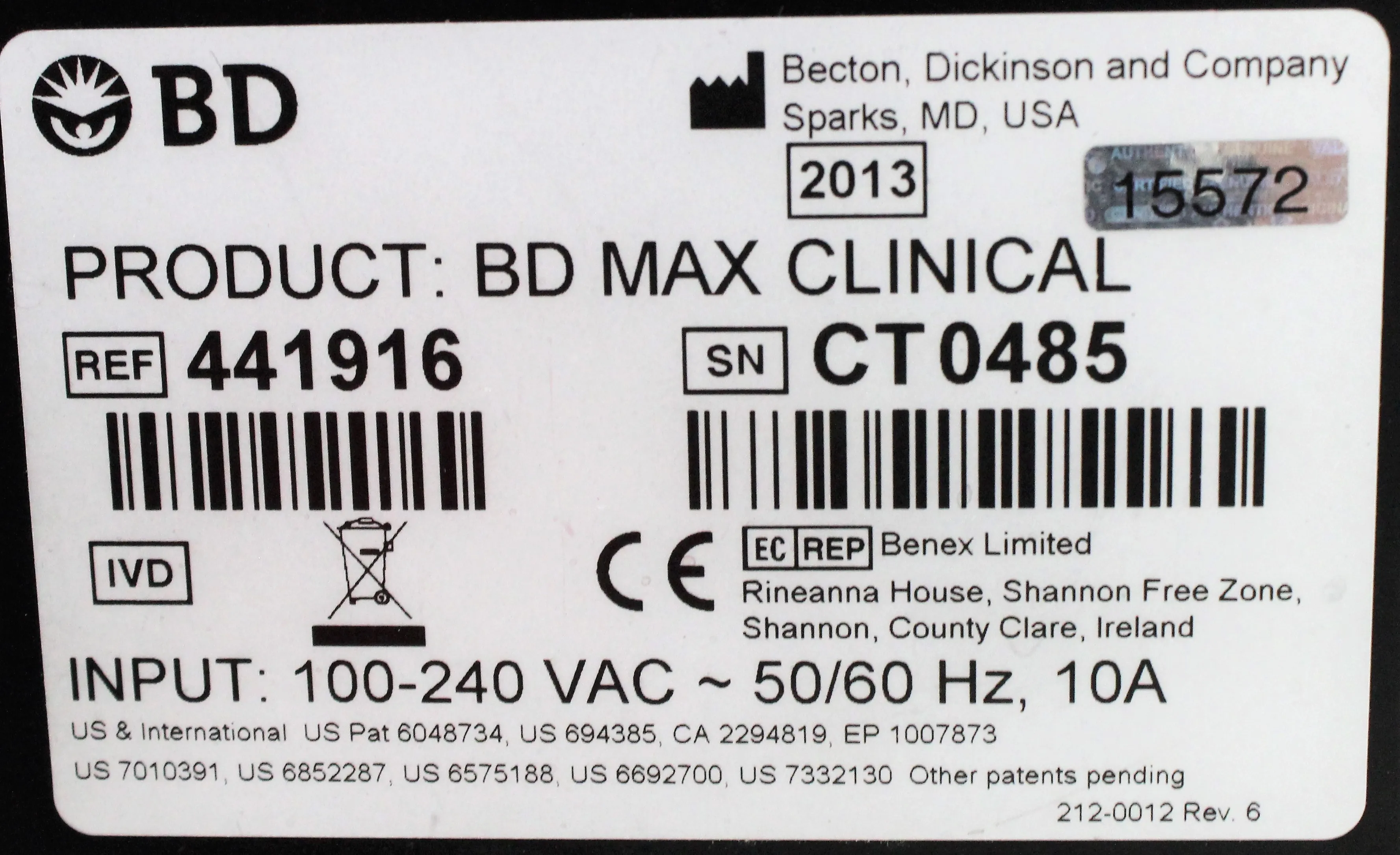 Becton Dickinson BD Max Real Time PCR System