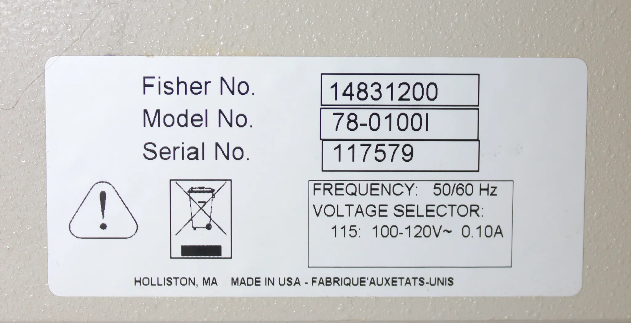 Fisher Scientific Laboratory Syringe Infusion Pump, Model 78-0100l