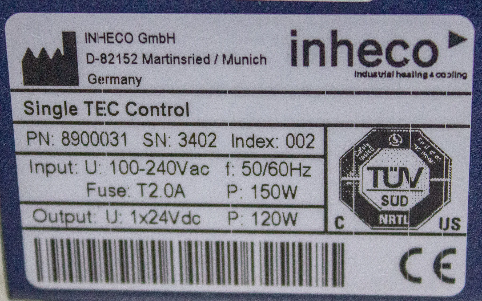 Inheco Single TEC Control P/N 8900031