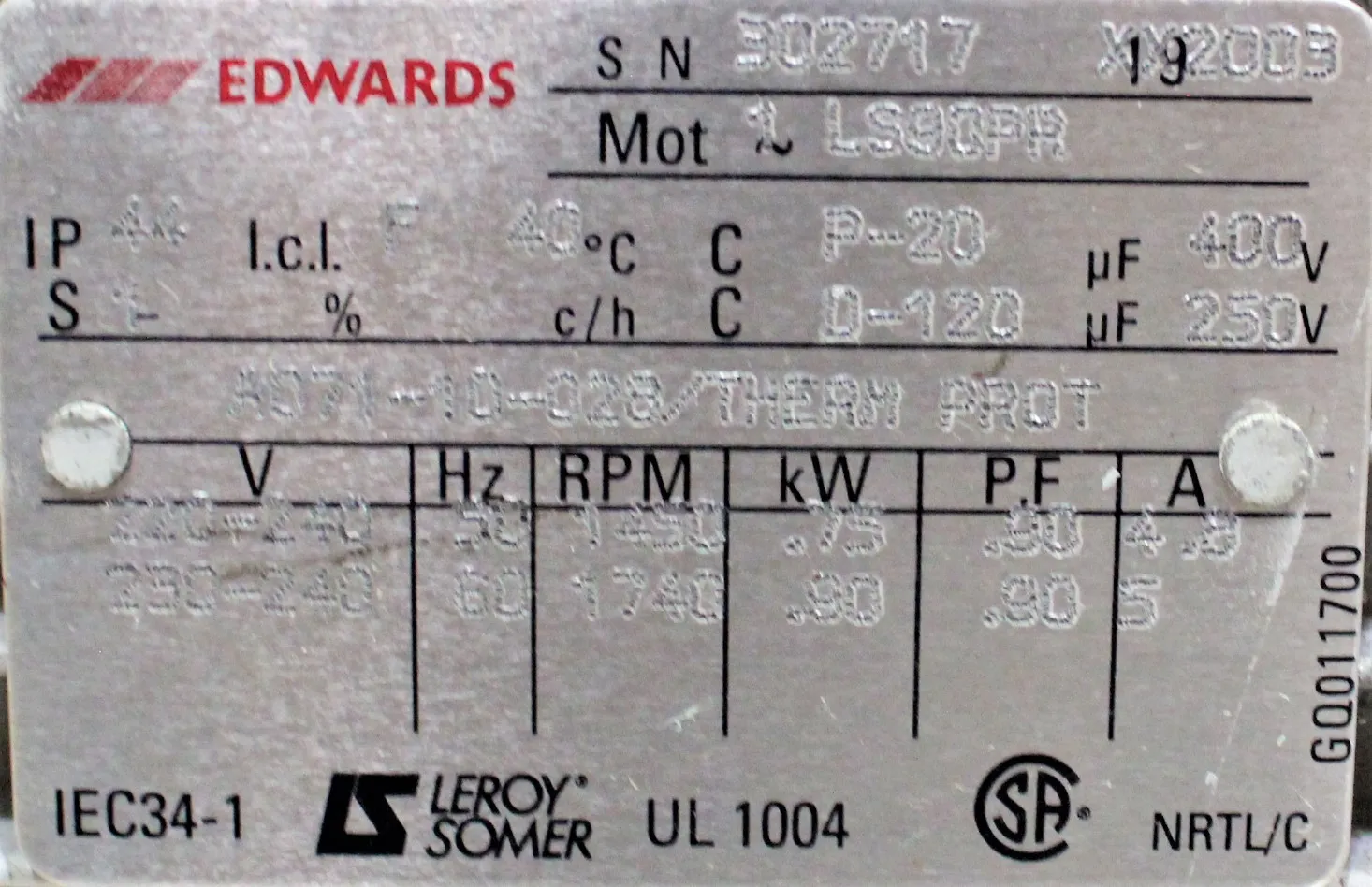 Edwards 30 Vacuum Pump E2M30 Used 208V 220V Rotary Vane 60Hz US