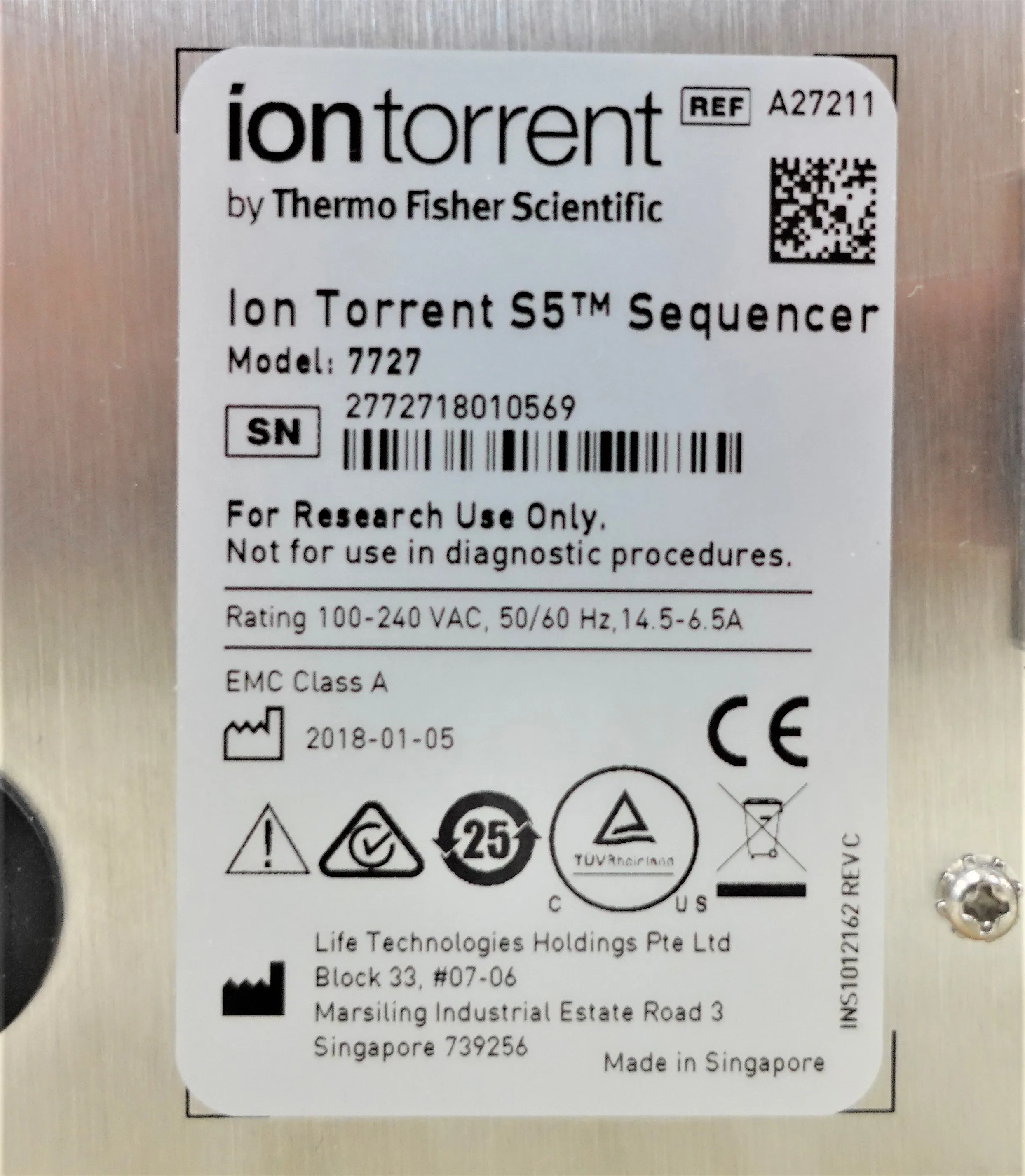 Applied Biosystems Ion Torrent S5 DNA Sequencer