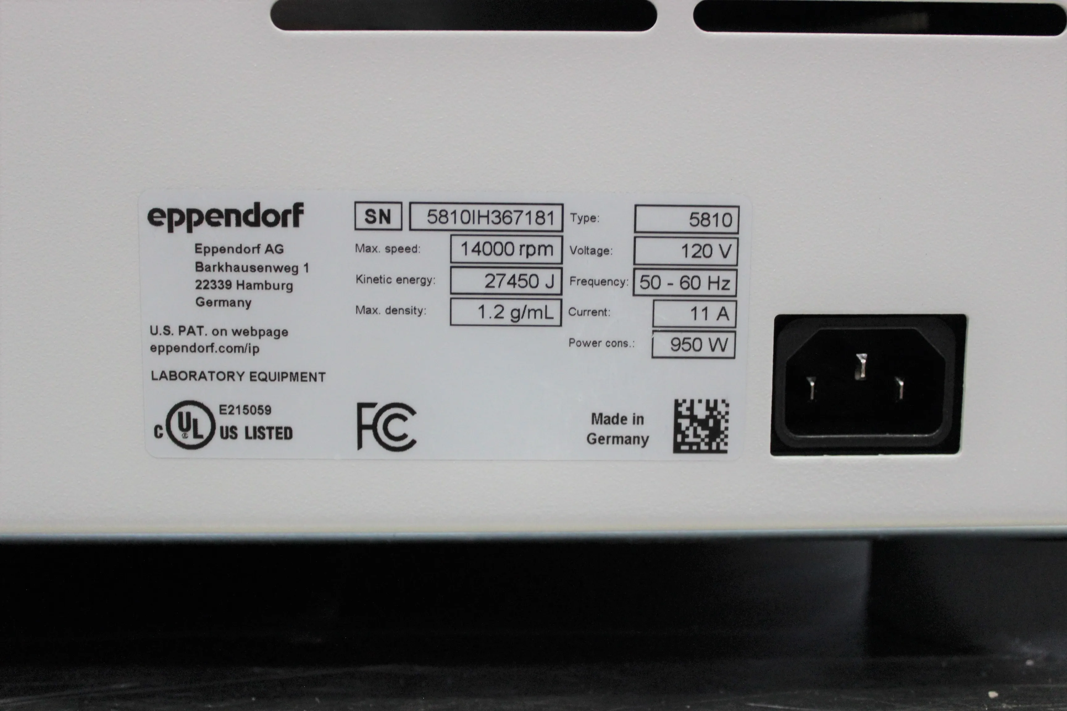 Eppendorf 5810 Benchtop Centrifuge - Used