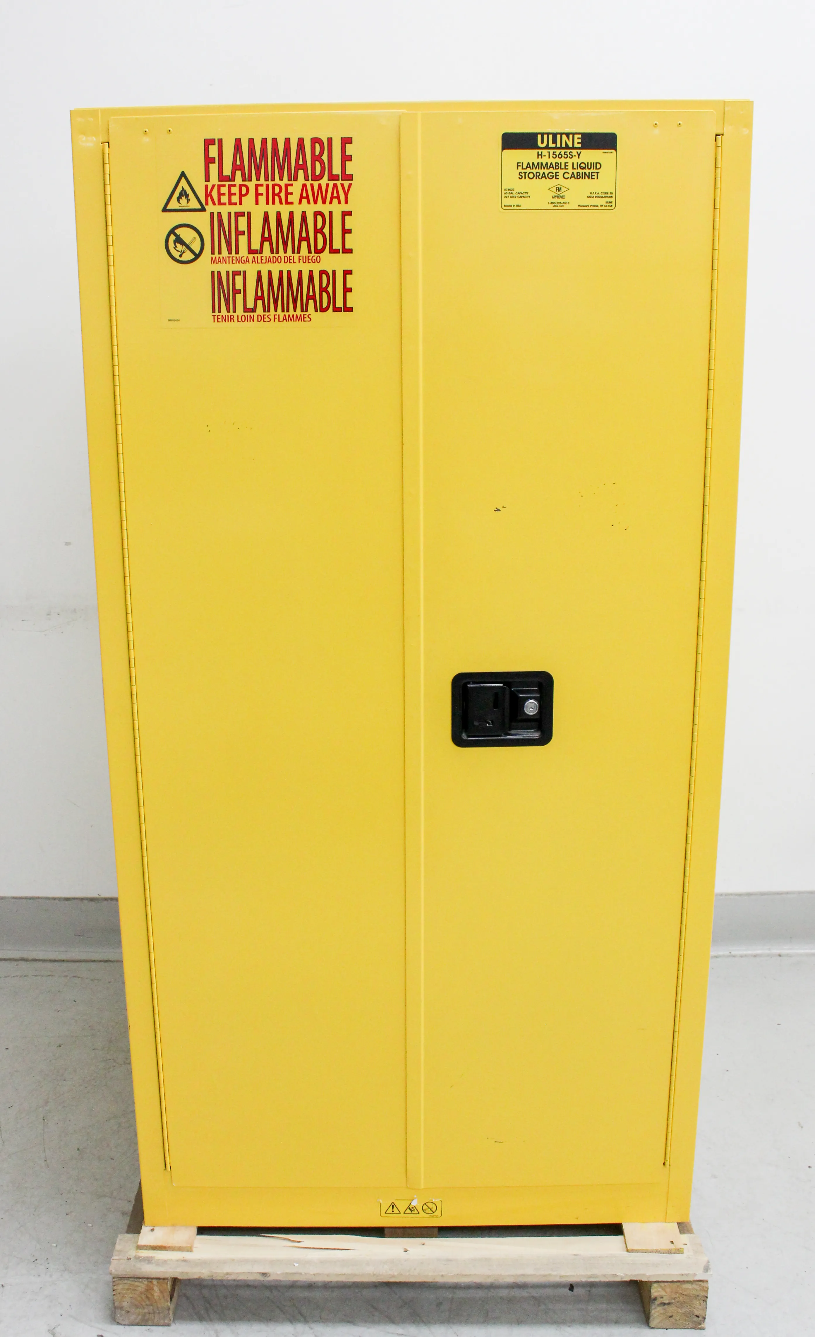 Uline Standard Flammable Storage Cabinet, Yellow, 60 Gallon H-1565S-Y