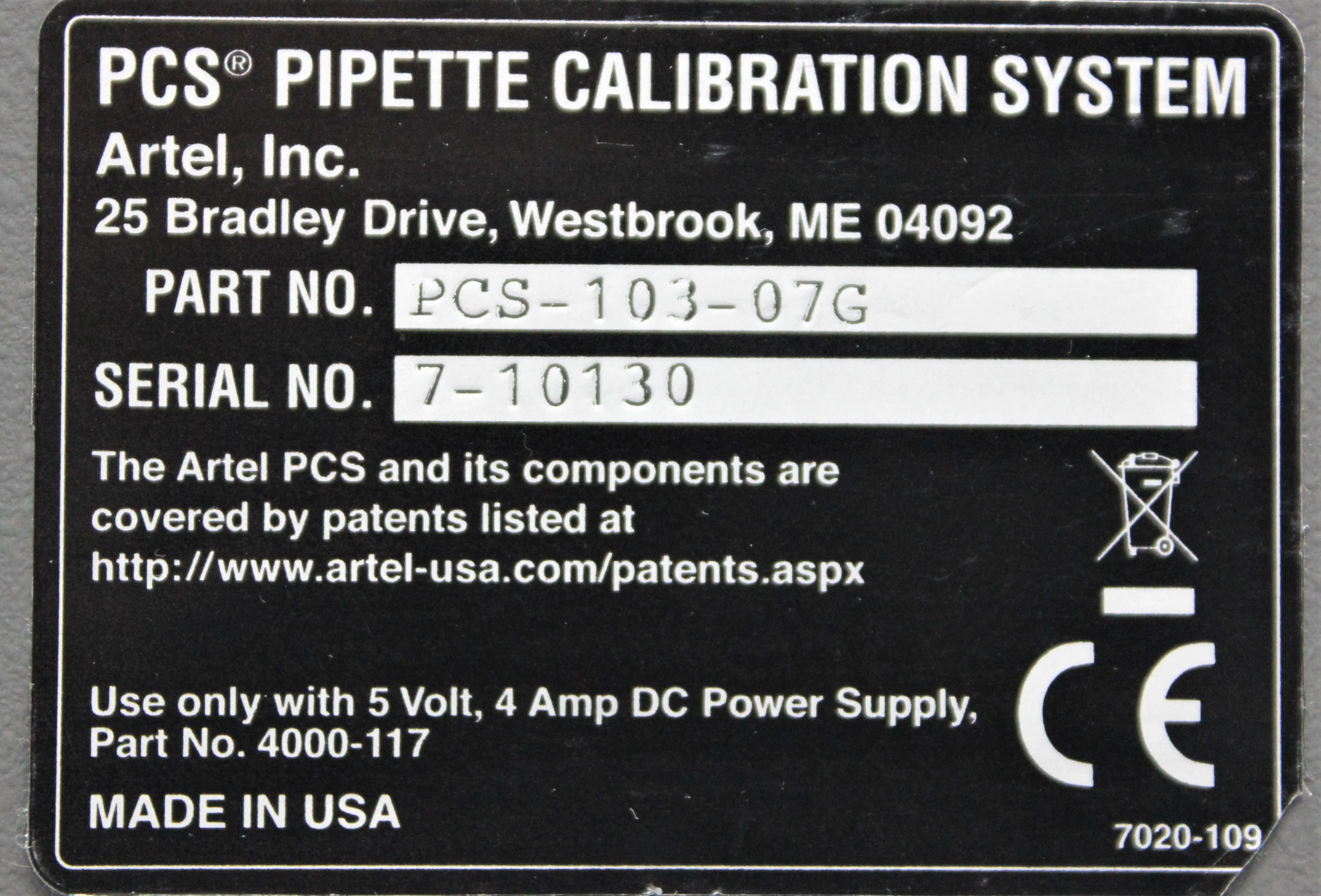 Artel PCS-103-07G Pipette Calibration System