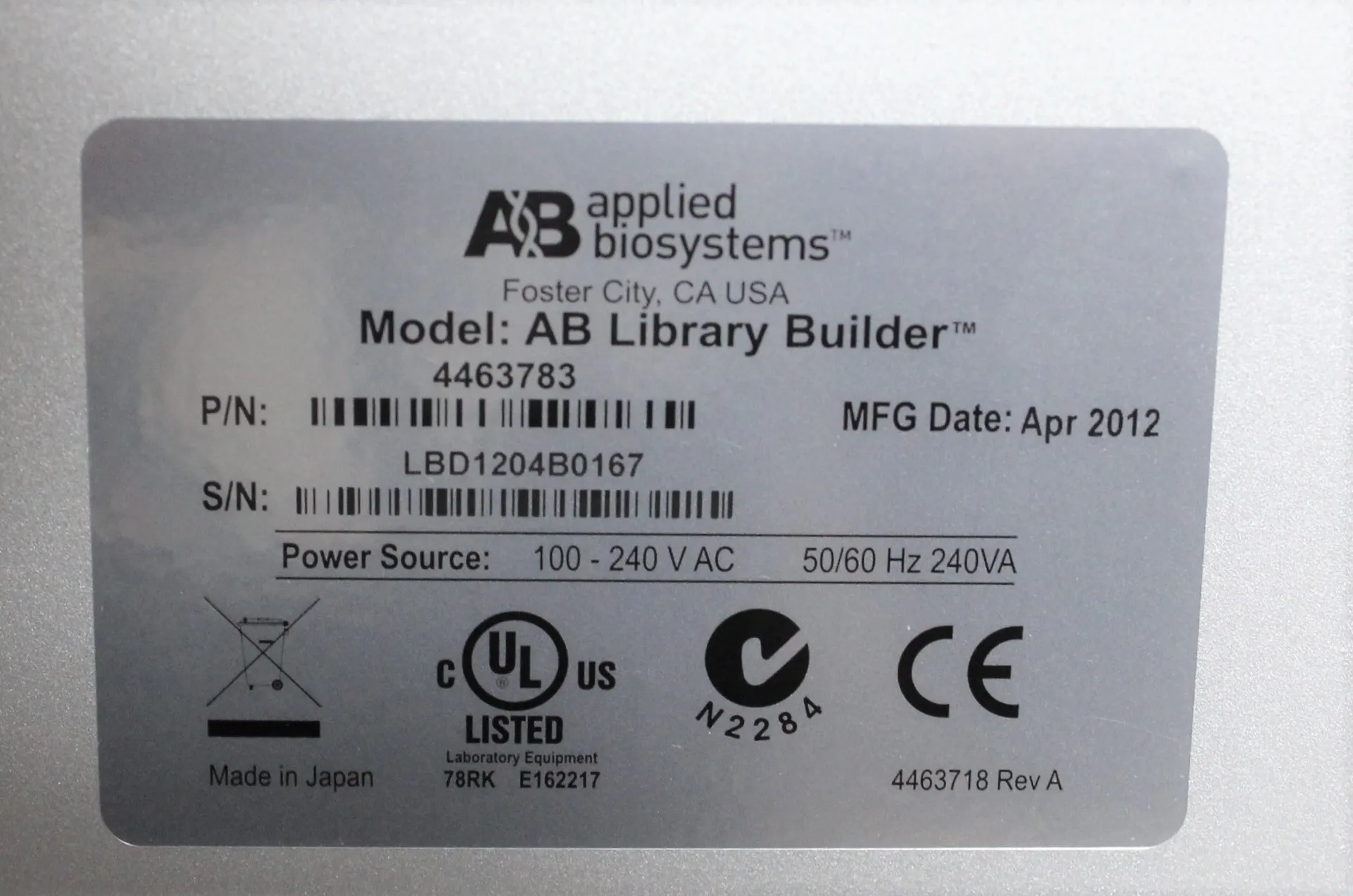 Applied Biosystems AB Library Builder DNA Sequencer