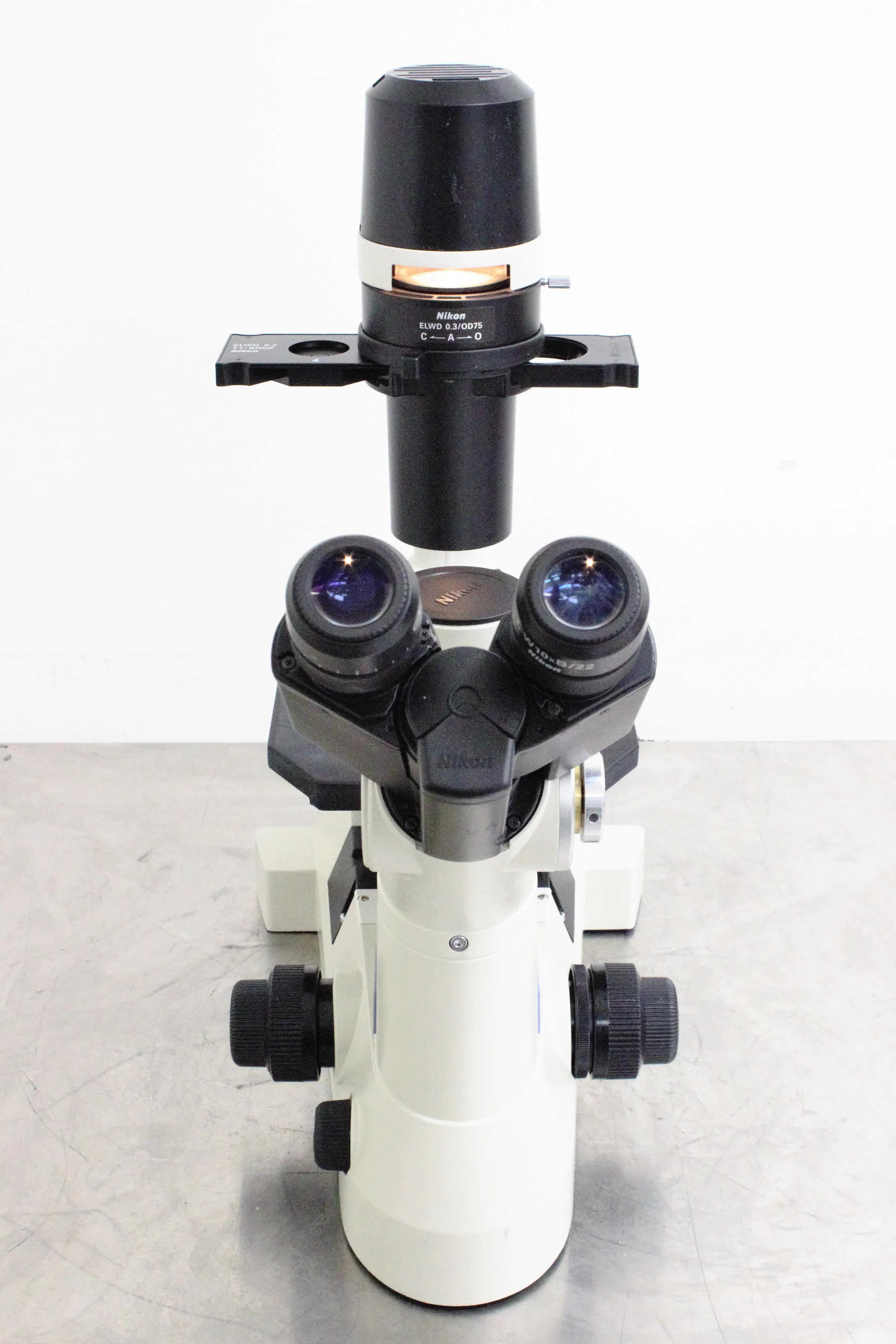 Nikon Eclipse TS100-F Inverted Microscope with Epi-fluorescence, Trinocular Head, and CFI-60 Lenses